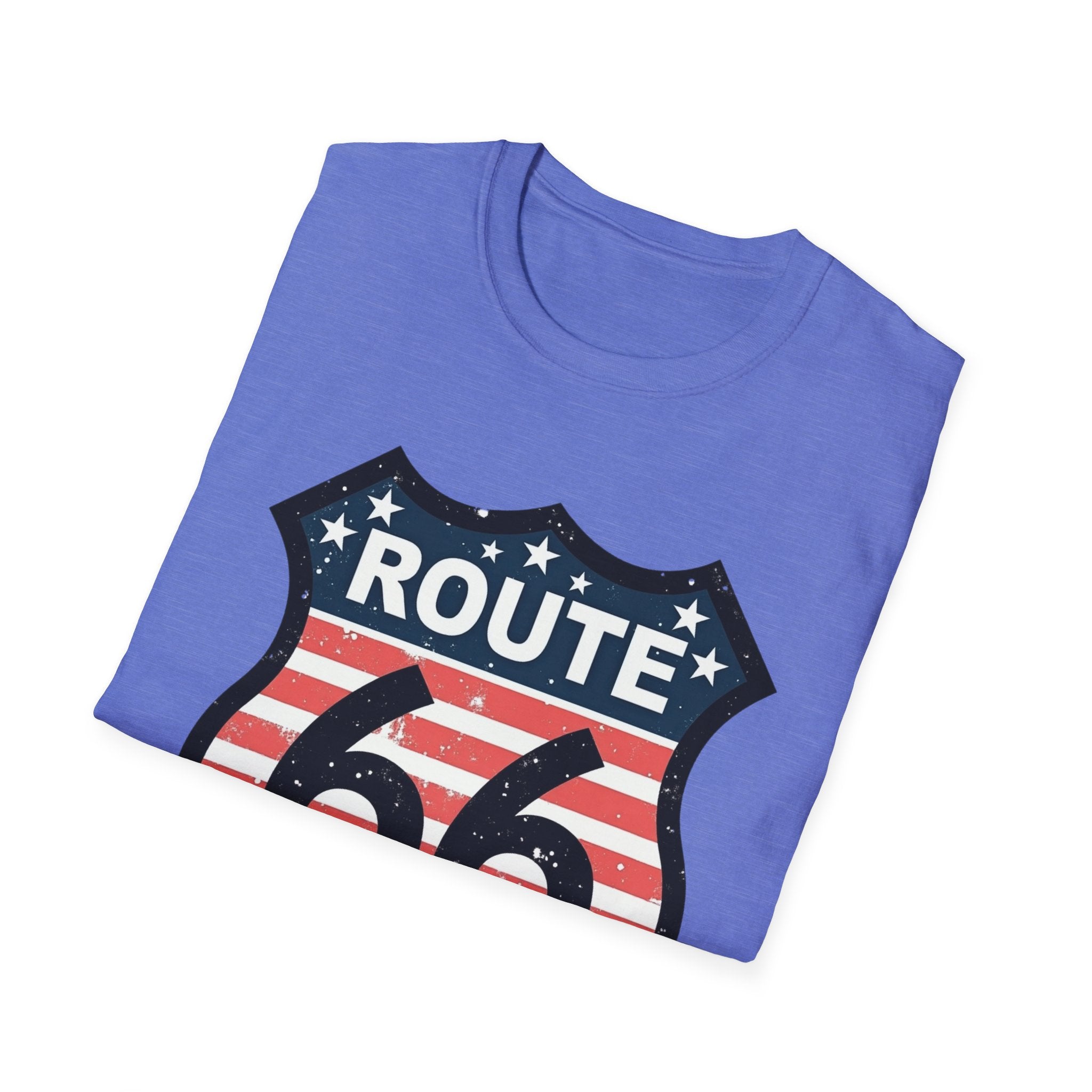 Route 66 Shield T-Shirt | American Flag Vintage Road Sign