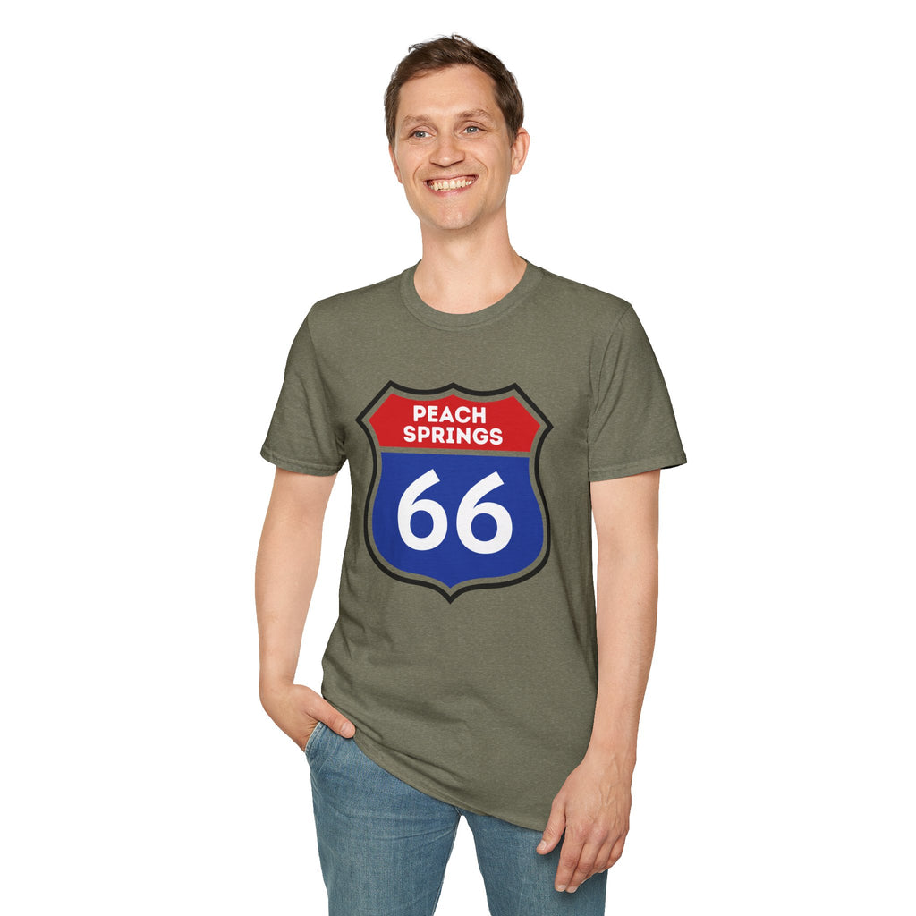 Peach Springs 66 Shield T-Shirt | Route 66 Road Sign Shirt