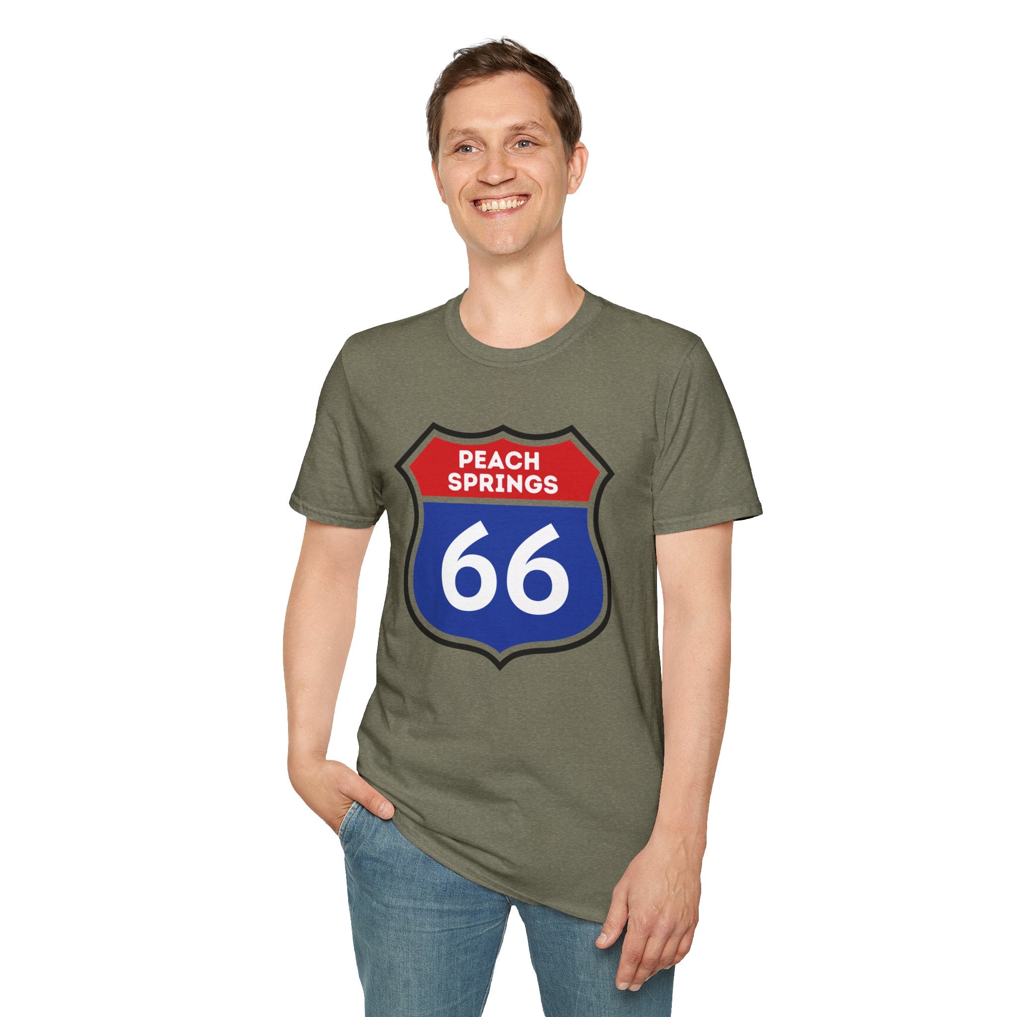 Peach Springs 66 Shield T-Shirt | Route 66 Road Sign Shirt