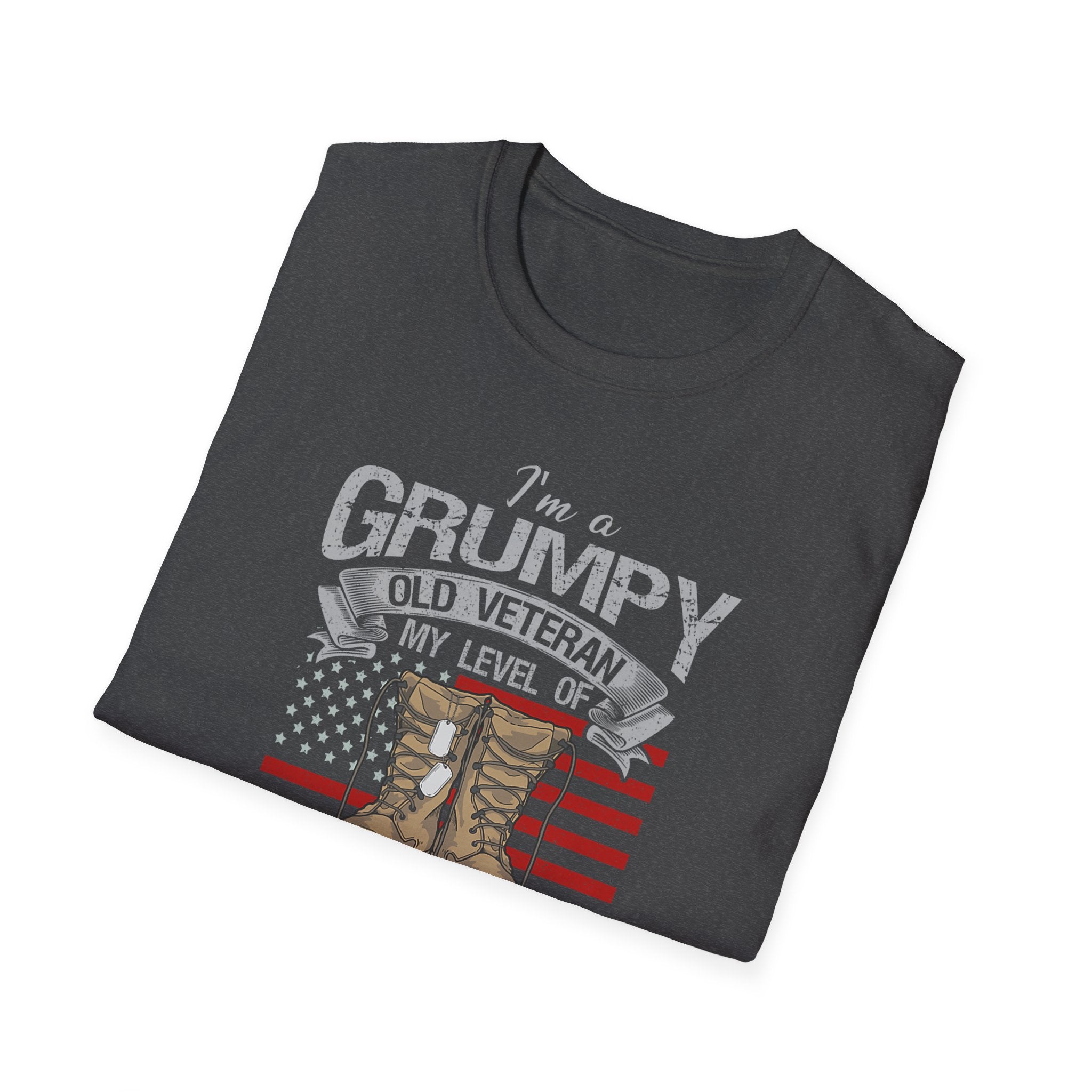Grumpy Old Veteran Boots, T-Shirt | American Flag, Sarcasm Depends on Stupidity