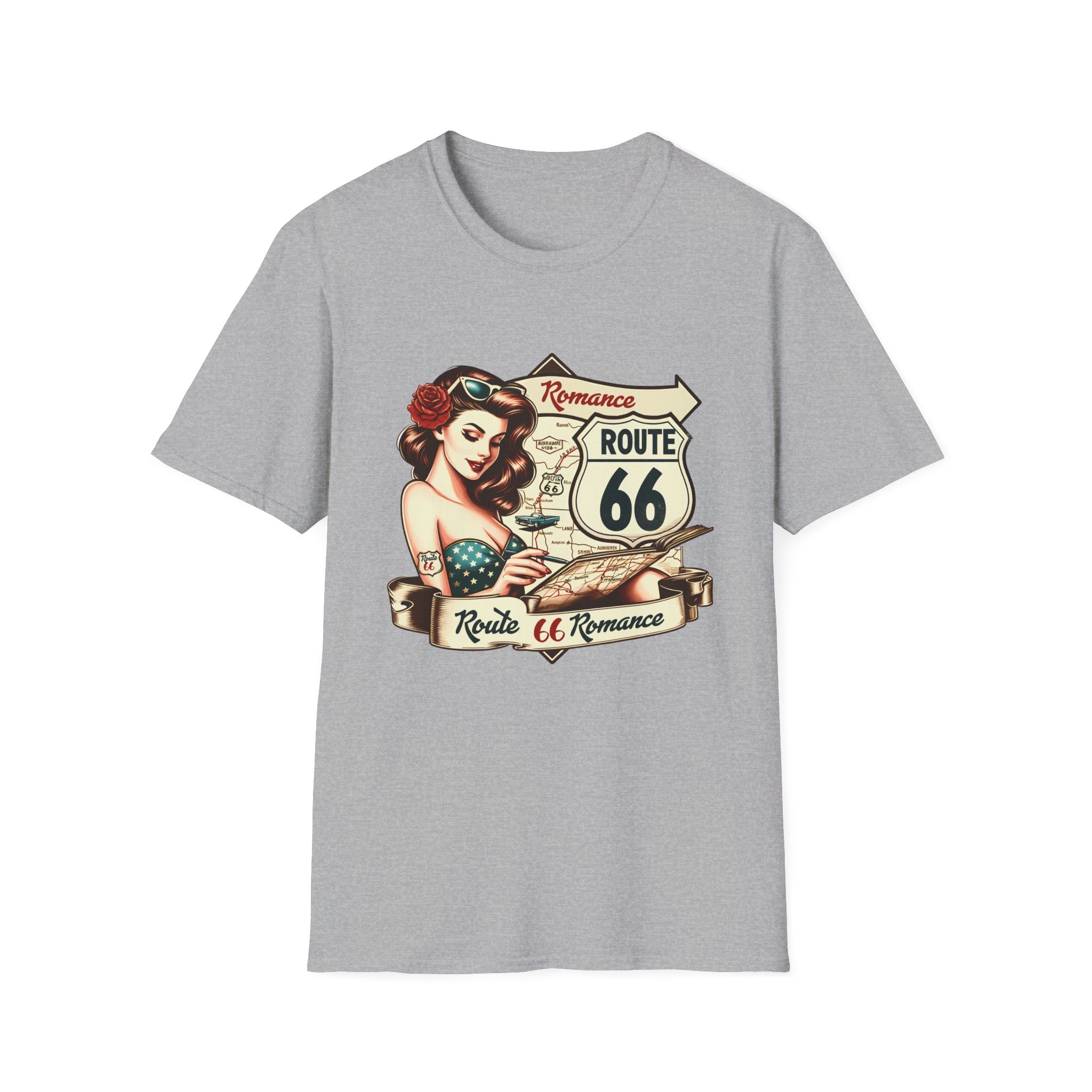 Pinup Girl Route 66 T-Shirt | Vintage Roadtrip Retro Sign