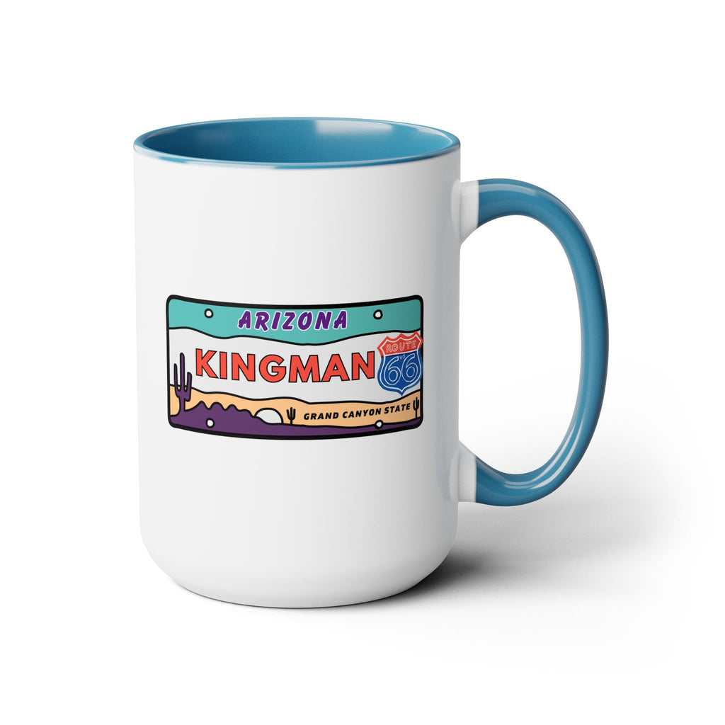 Kingman Arizona Route 66 Two-Tone Coffee Mugs, 15oz