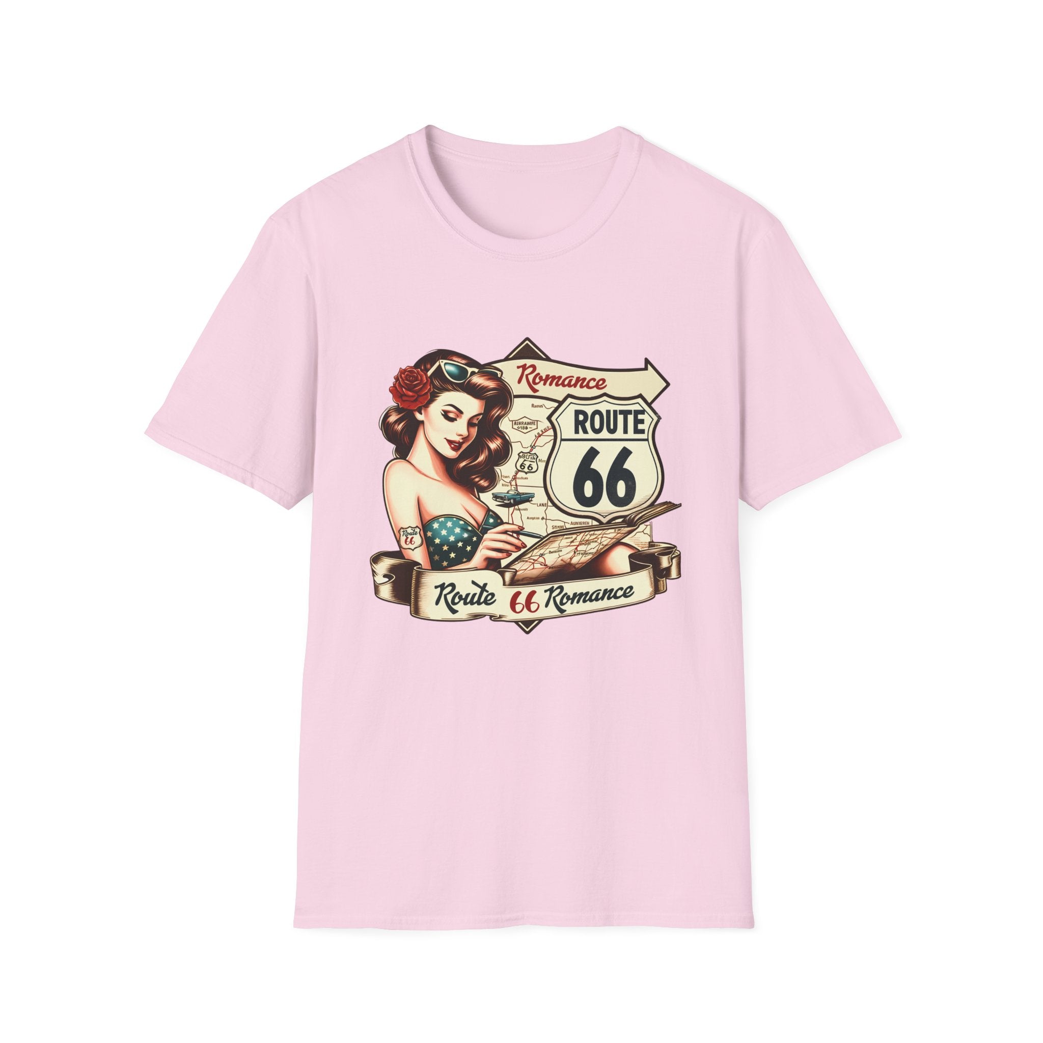 Pinup Girl Route 66 T-Shirt | Vintage Roadtrip Retro Sign