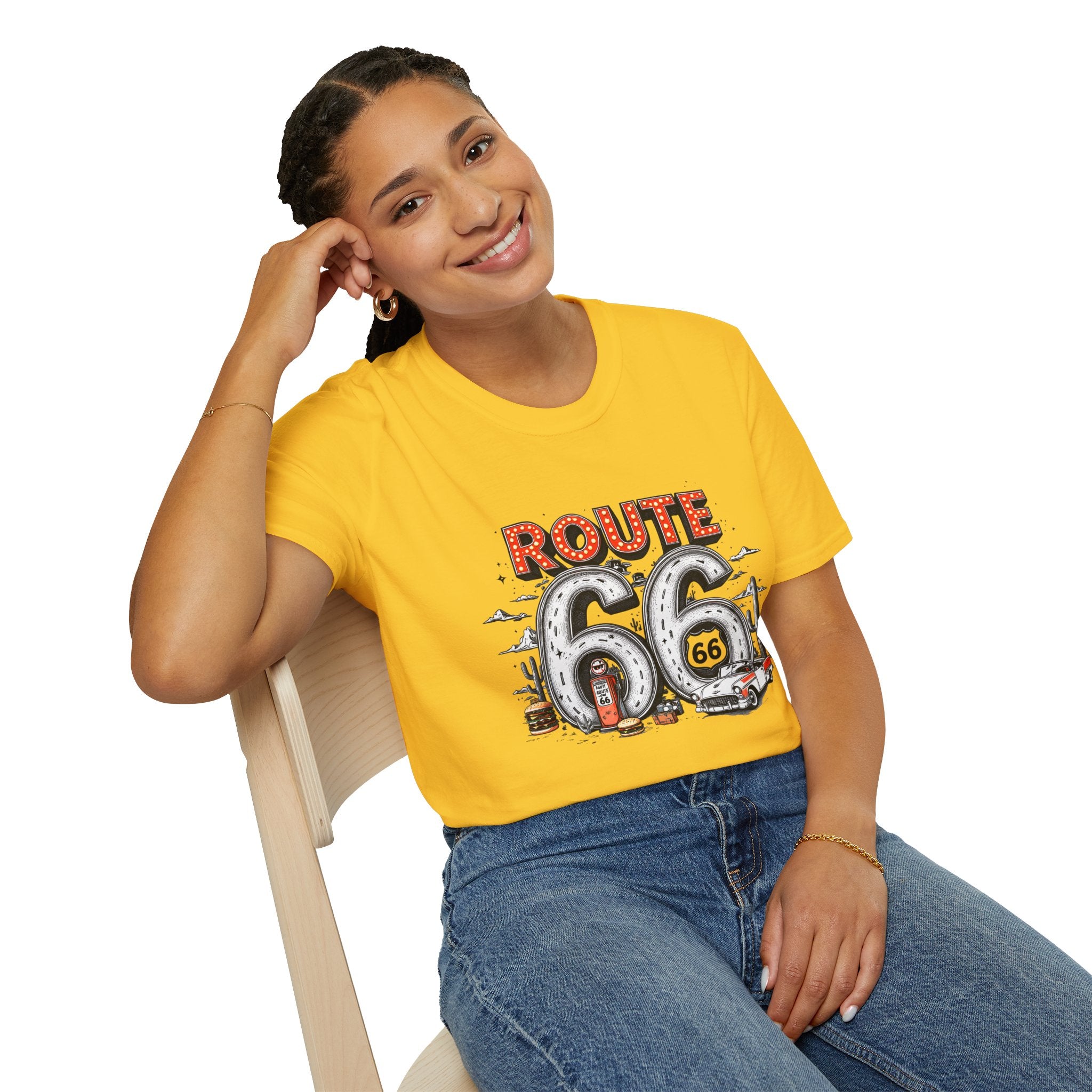 Route 66 Vintage Roadtrip T-Shirt | Classic Highway Car Signage