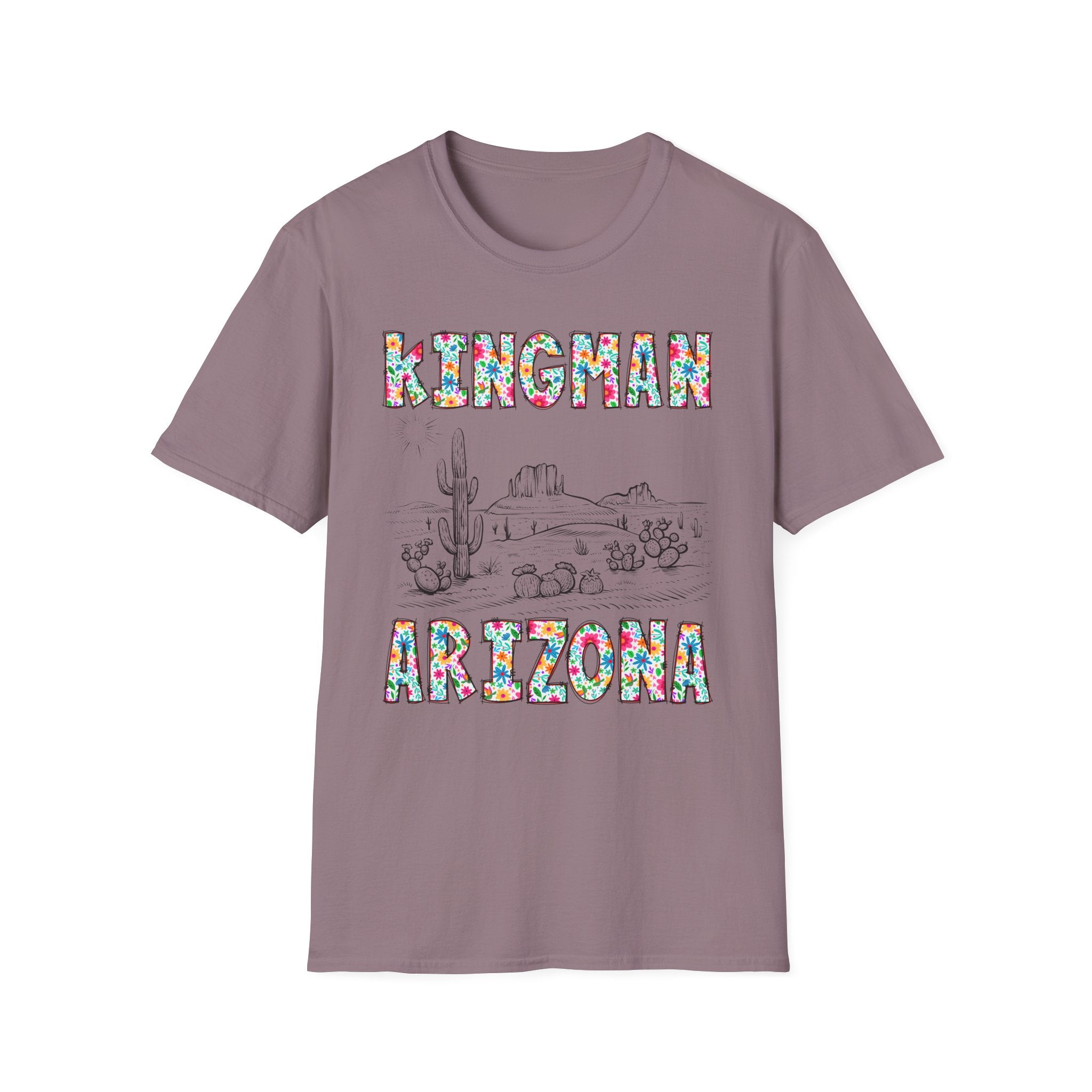 Kingman Arizona Colorful Mens Womans Unisex T-Shirt, Casual Wear, Travel Souvenir, Gift for Nature Lovers, Vacation Tee