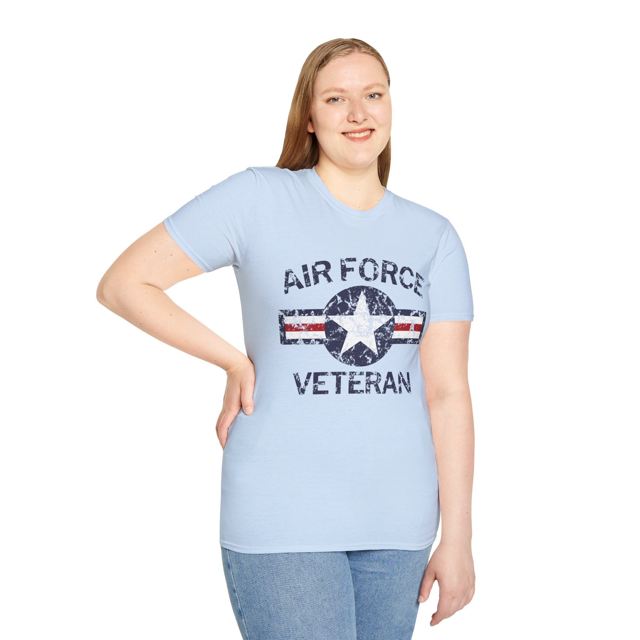 Air Force Veteran Distressed Logo T-Shirt | Military Star Stripe Tee