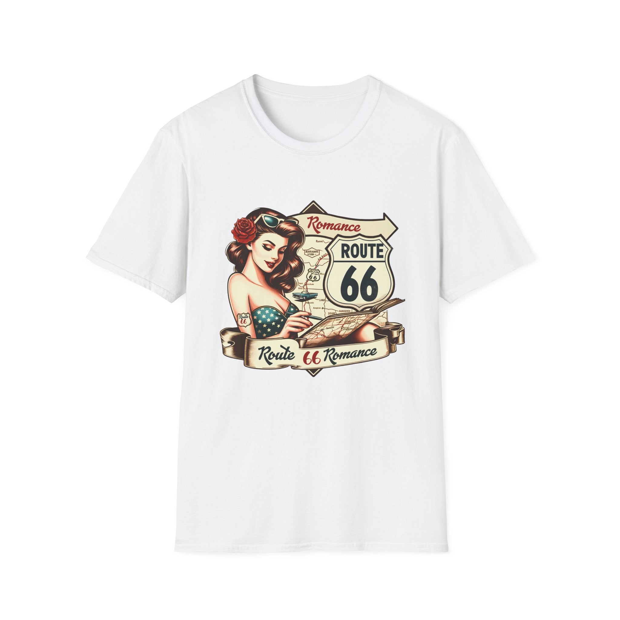 Pinup Girl Route 66 T-Shirt | Vintage Roadtrip Retro Sign