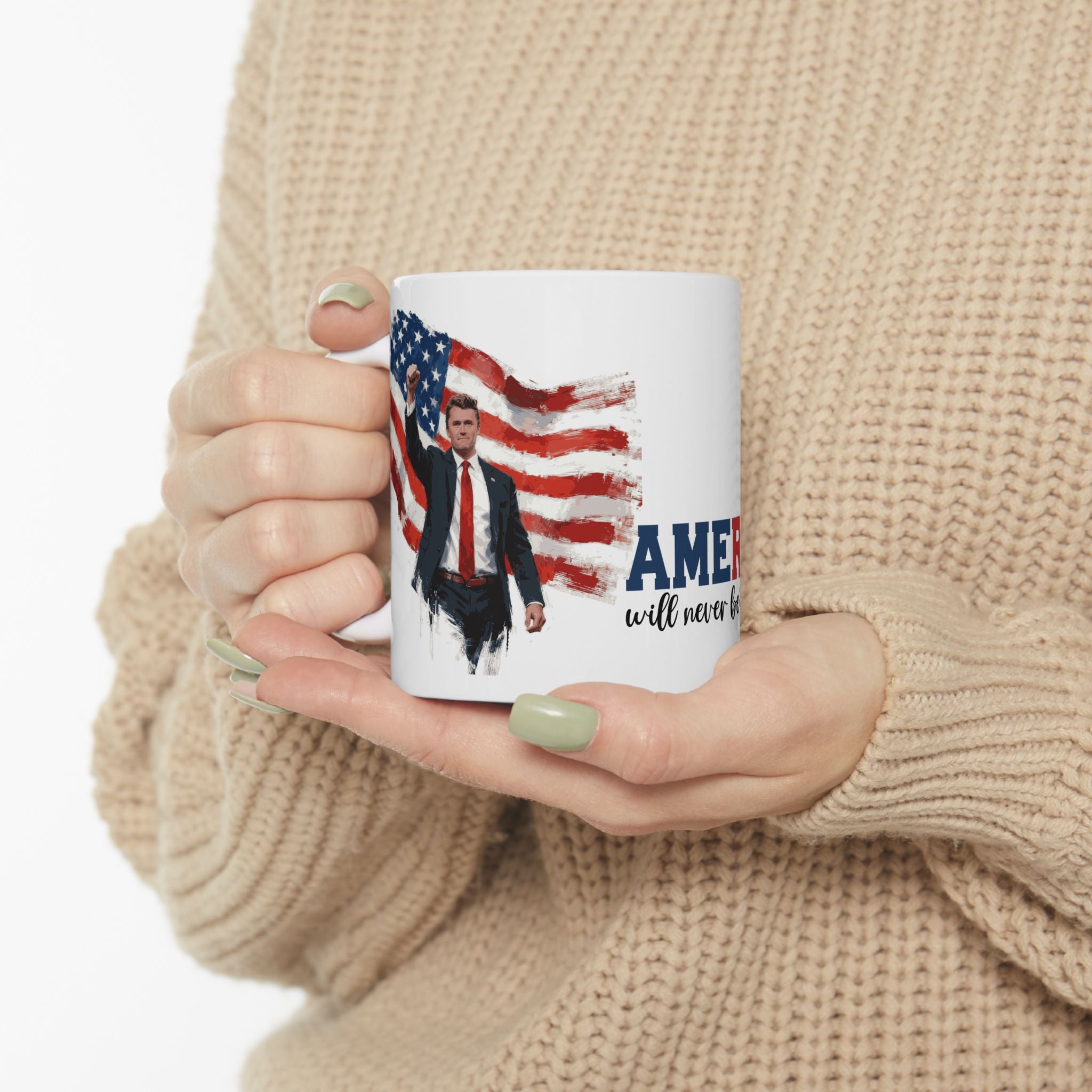 Charlie Kirk Patriotic Ceramic Mug, Coffee Lover Gift, 4th of July, American Flag Mug, Unique Gift for Veterans, Tea Mug with Quote