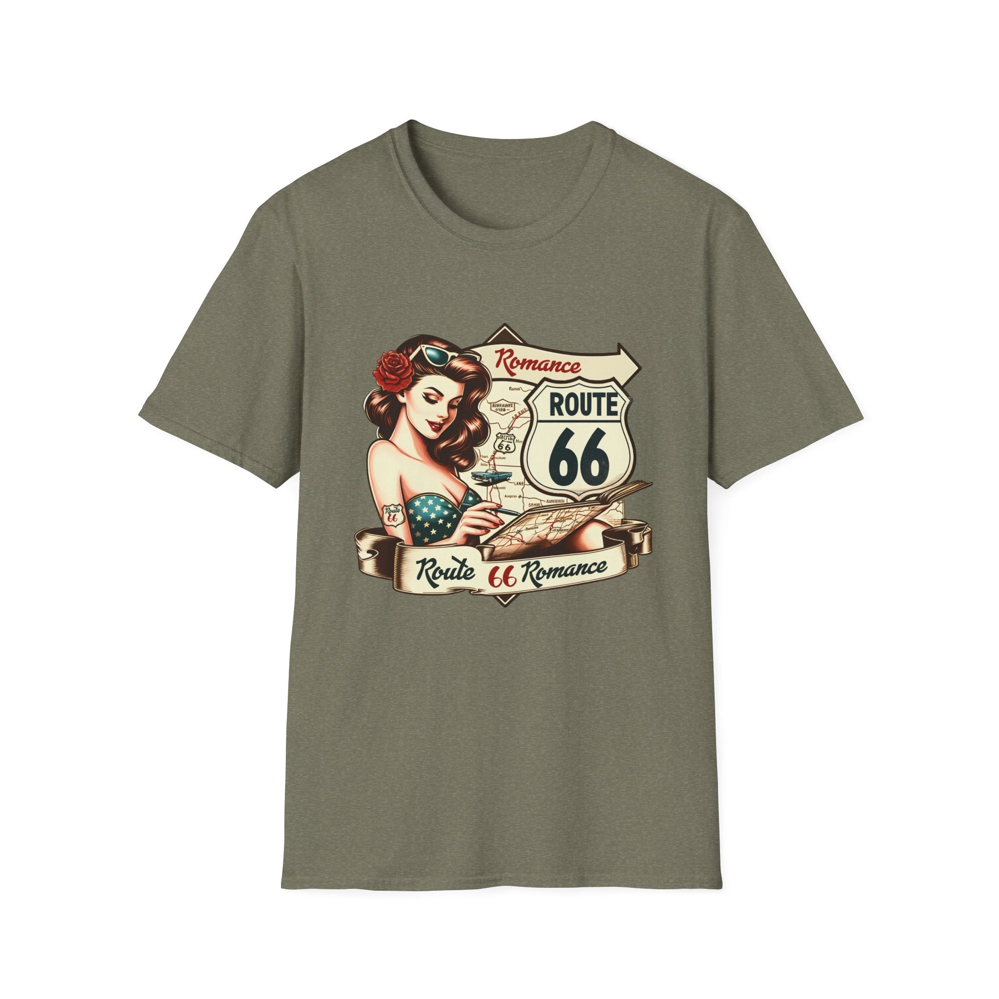 Pinup Girl Route 66 T-Shirt | Vintage Roadtrip Retro Sign