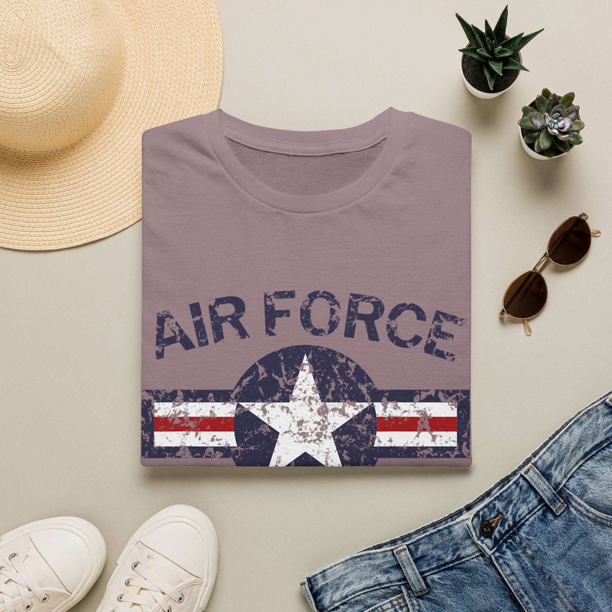 Air Force Veteran Distressed Logo T-Shirt | Military Star Stripe Tee