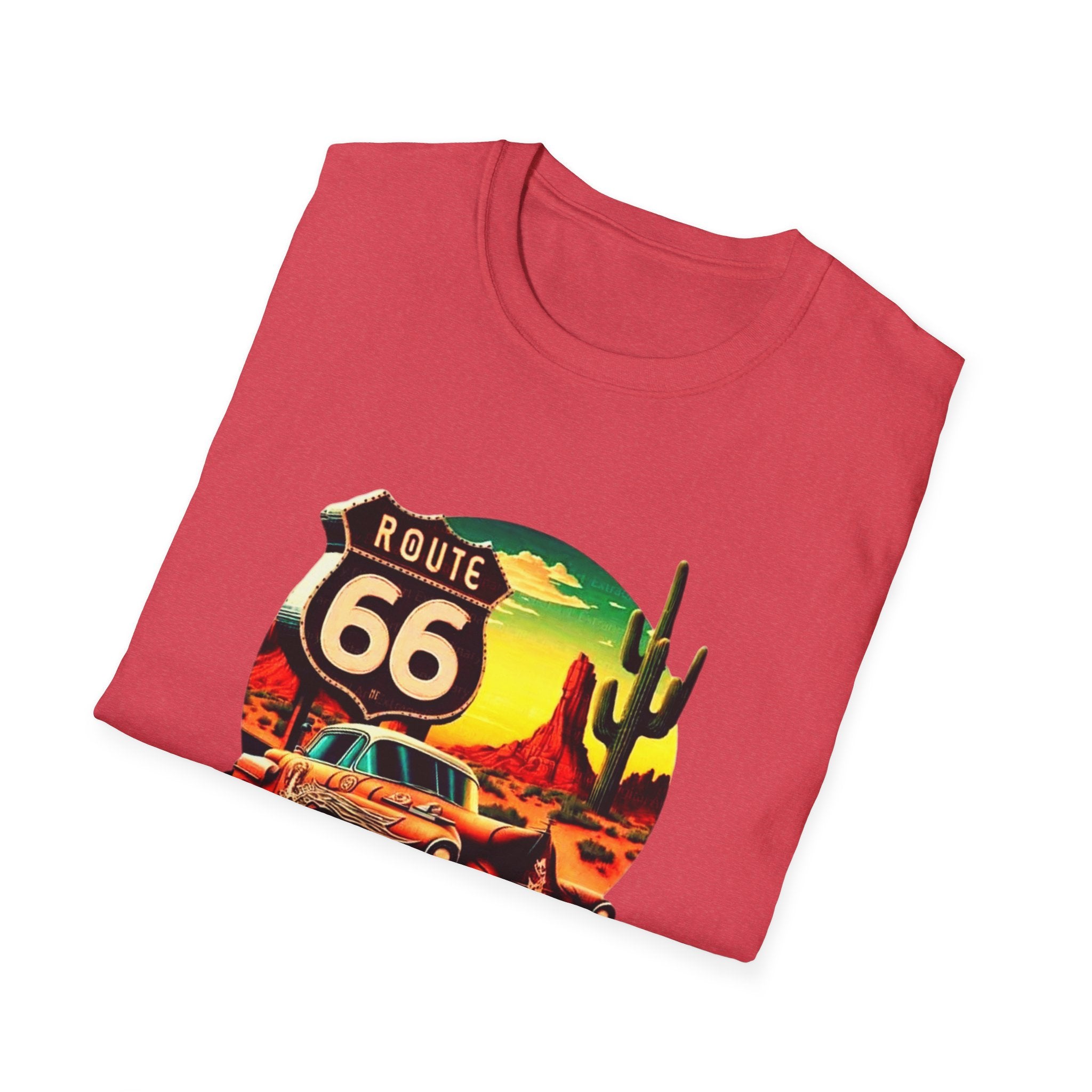 Route 66 Mens and Womans Softstyle T-Shirt, Unisex Retro Vintage Tee, Road Trip Travel Shirt, Hipster Graphic Top, Americana Clothing