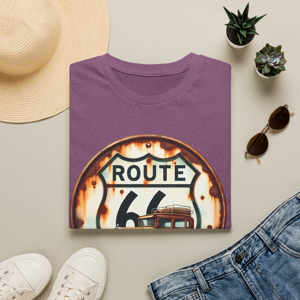 Route 66 Vintage Woody Wagon T-Shirt | The Road Is Calling, Retro Roadtrip Tee
