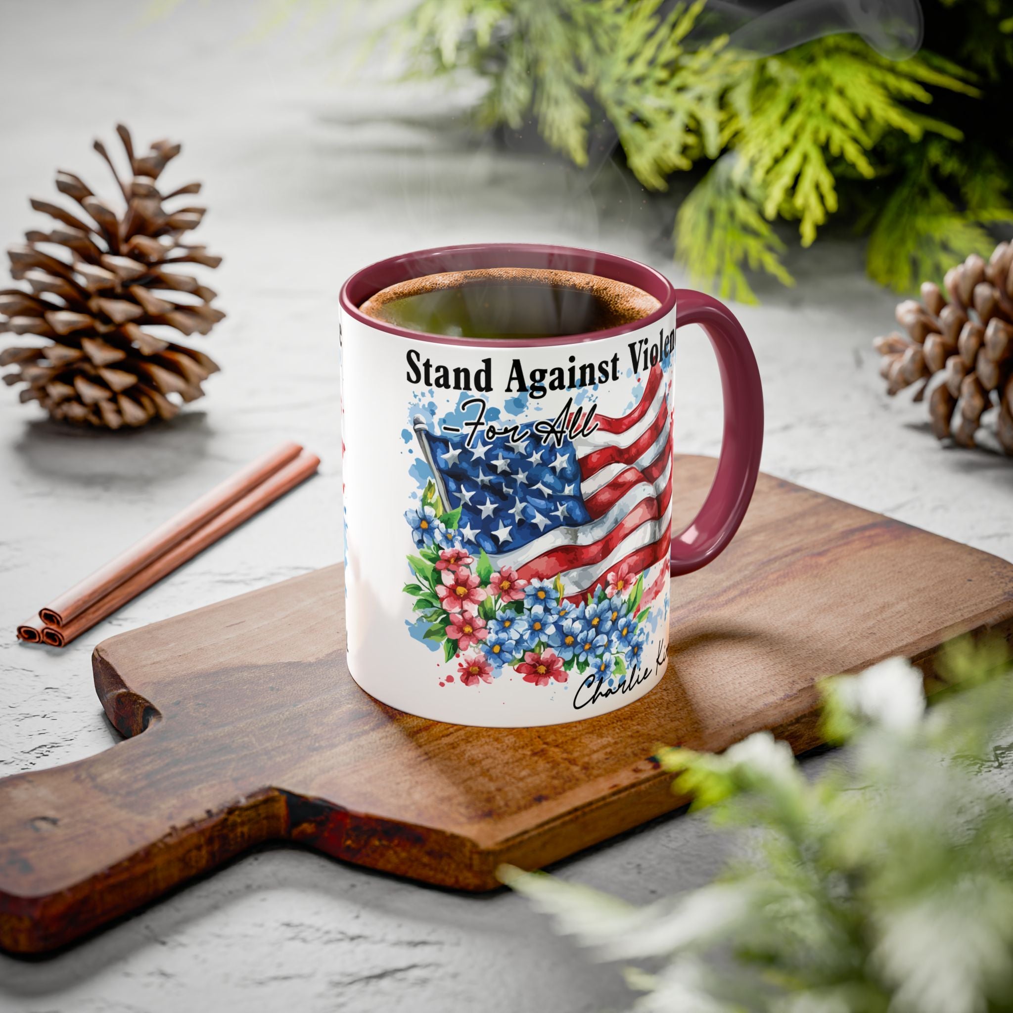 Charlie Kirk Patriotic Coffee Mugs for Inspiration, Stand Against Violence, Colorful Mugs, Gift for Activists, Tea Lovers, 4th of July