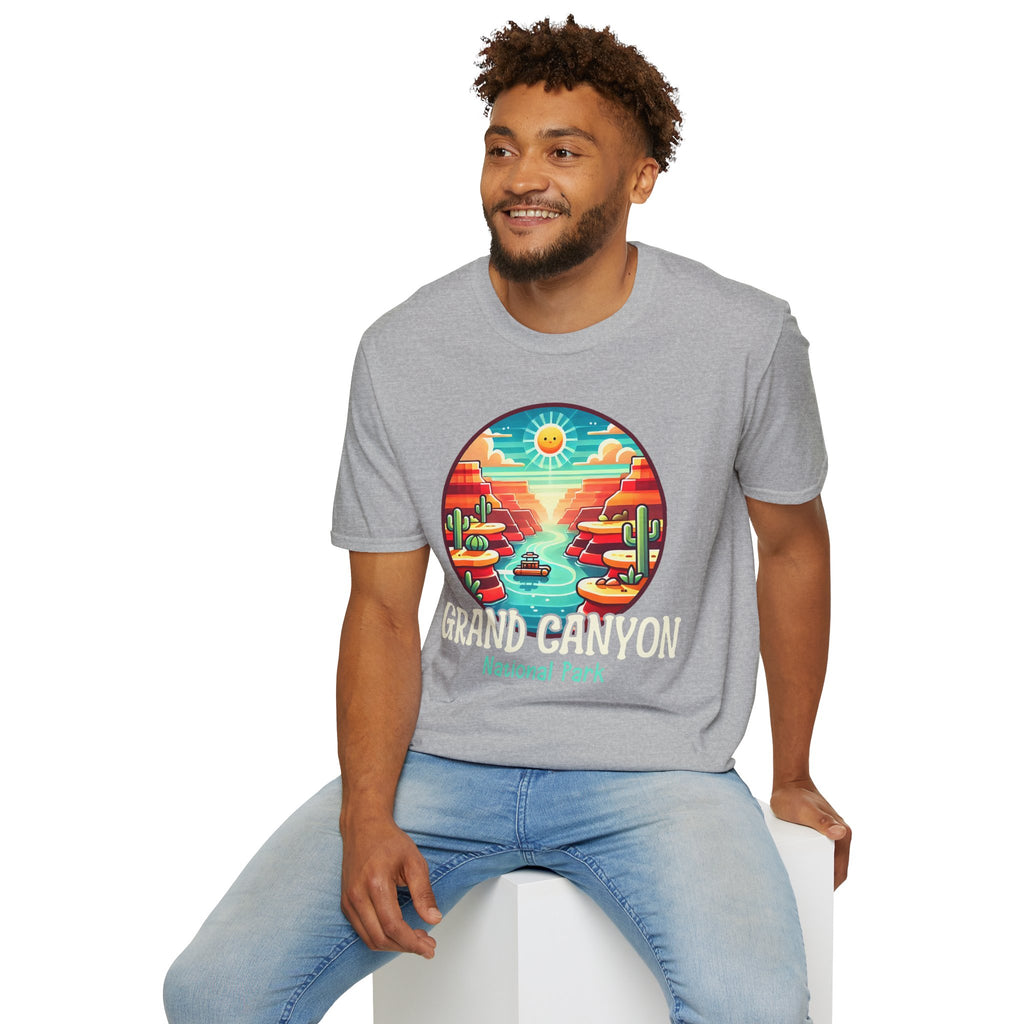 Grand Canyon National Park Retro Sunset T-Shirt | Canyon River Illustration