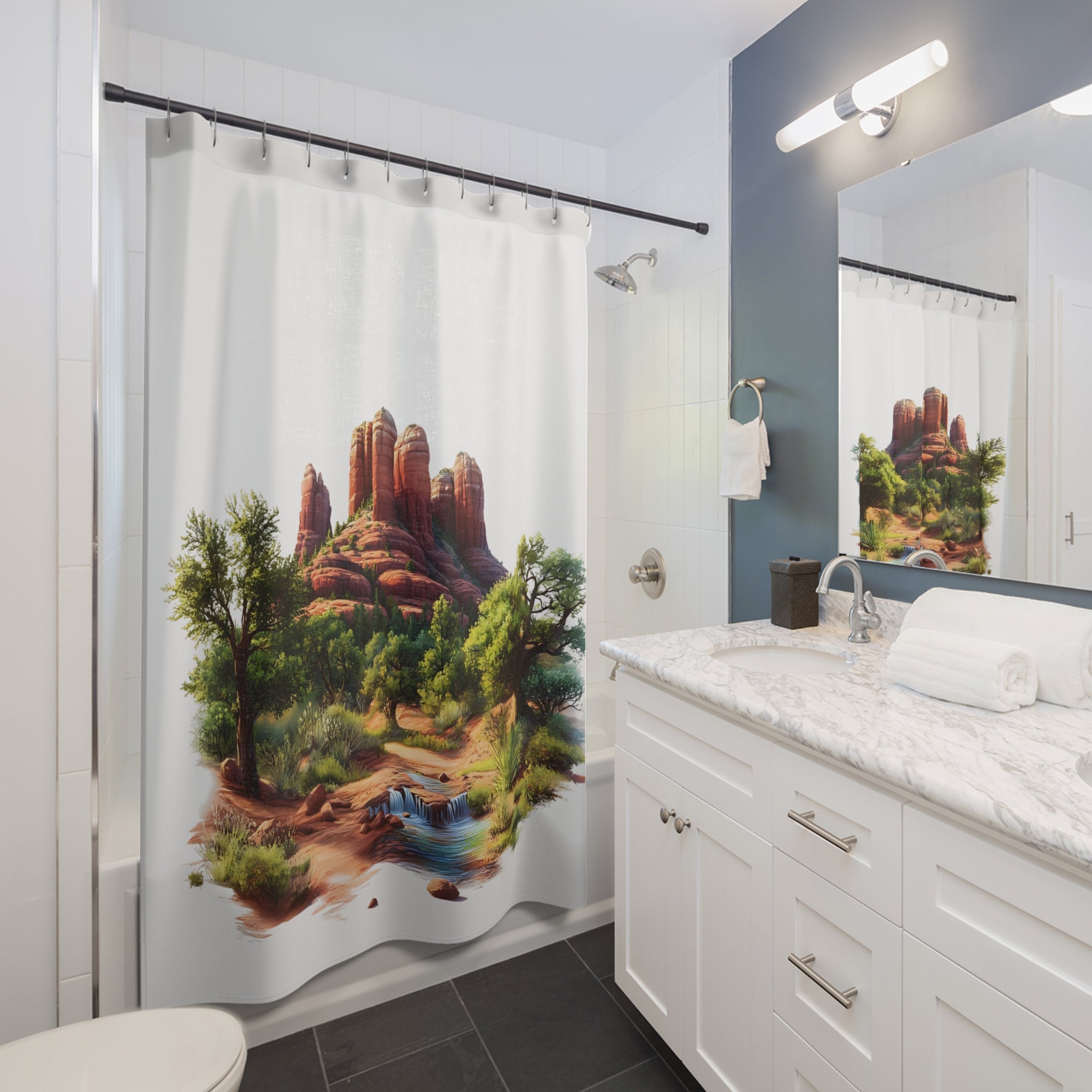 Arizona Nature-Inspired Shower Curtain, Rustic Home Decor, Bohemian Bathroom Accessory, Gift for Nature Lovers, Landscape Design