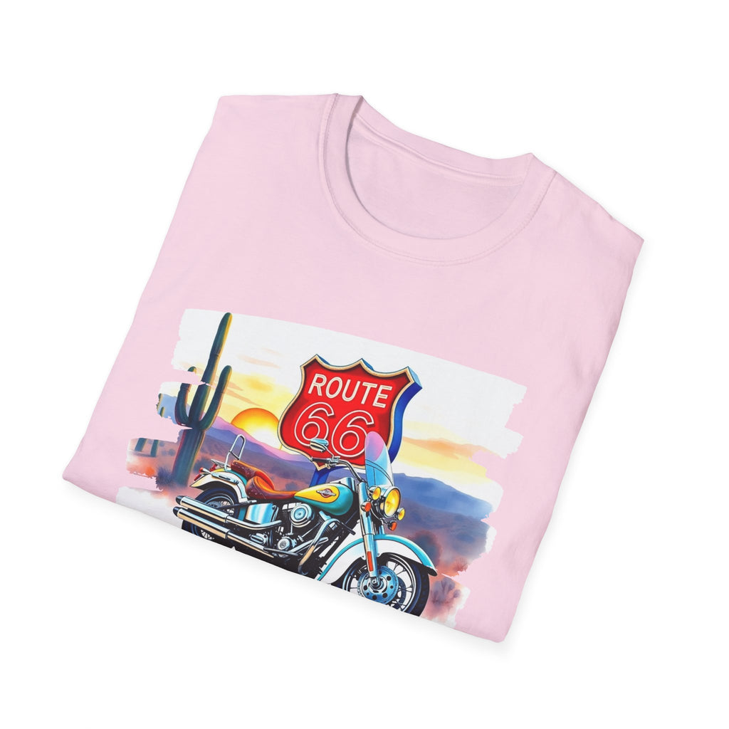 Route 66 Motorcycle T-Shirt | Desert Sunset Biker Graphic
