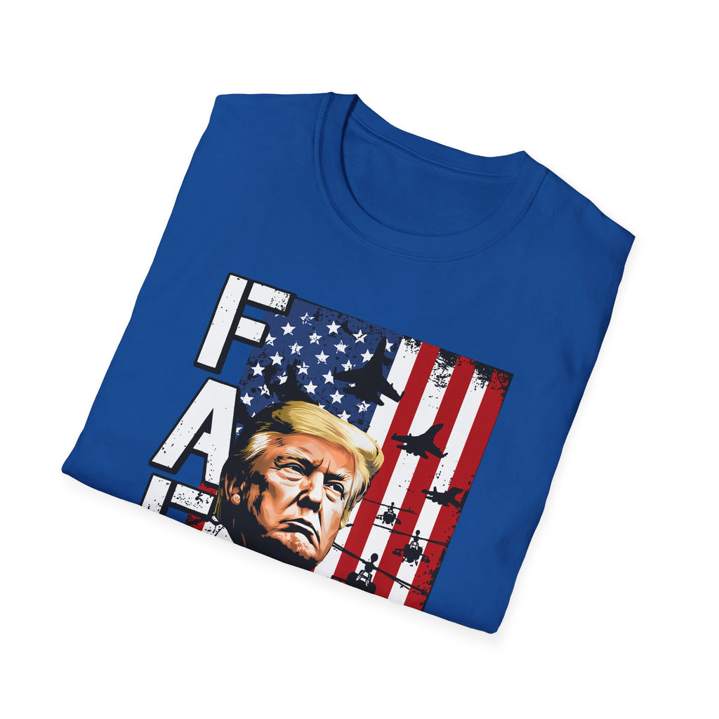 FAFO Patriotic Political Portrait T-Shirt | Flag Background, Bold Lettering