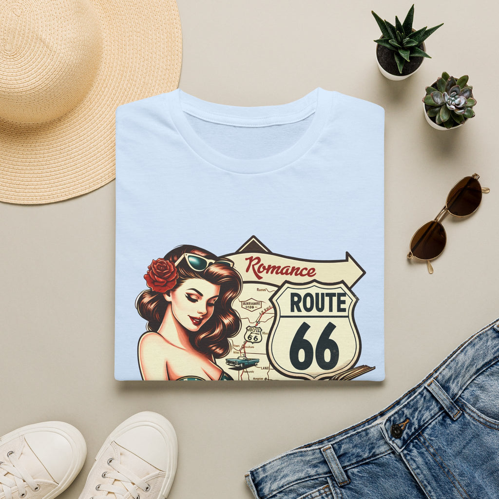 Pinup Girl Route 66 T-Shirt | Vintage Roadtrip Retro Sign