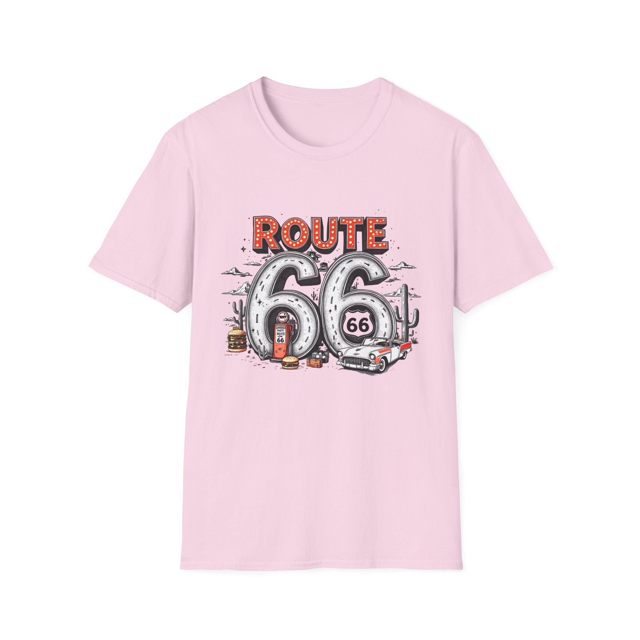 Route 66 Vintage Roadtrip T-Shirt | Classic Highway Car Signage