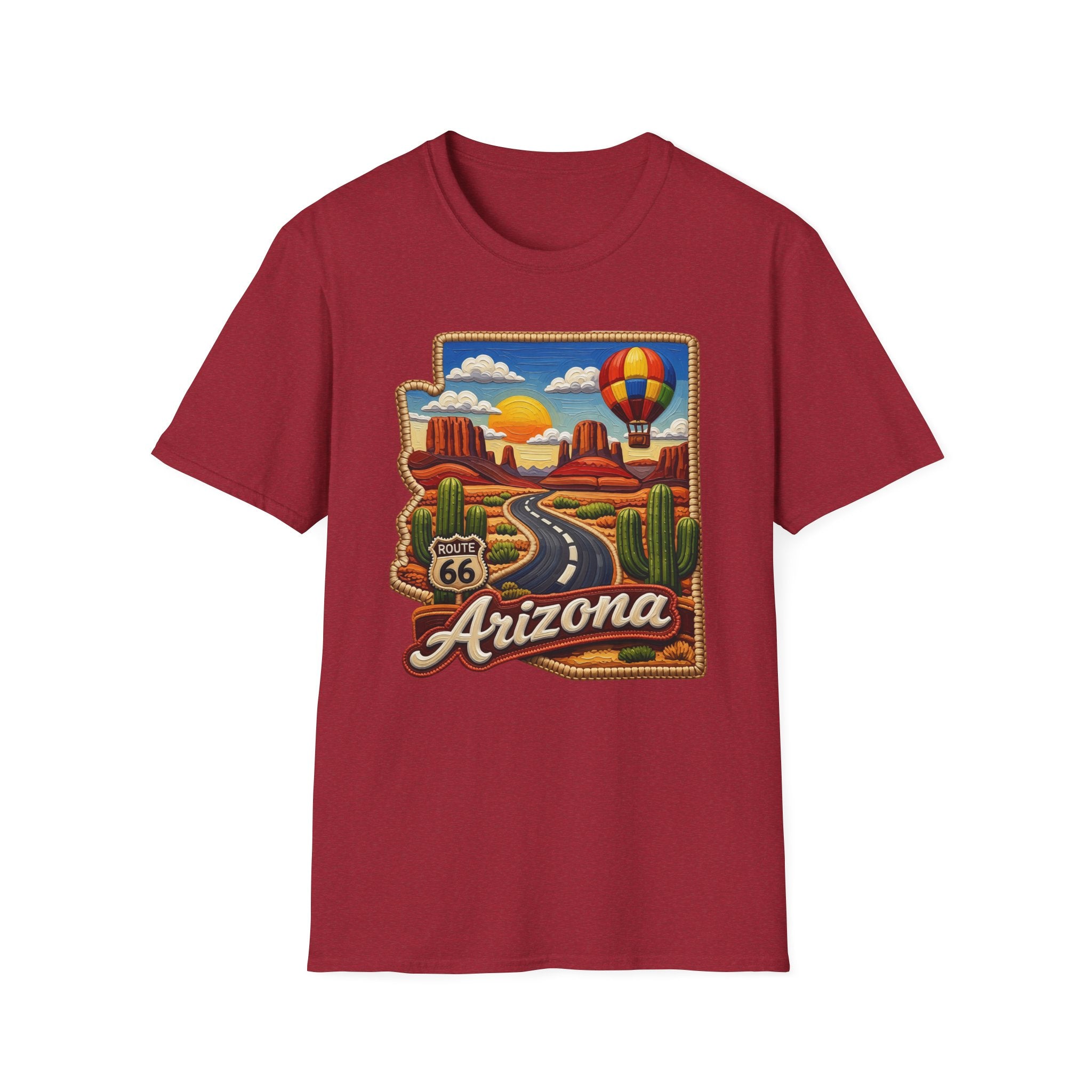 Arizona Route 66 Desert Road T-Shirt | Hot Air Balloon Southwestern Scene