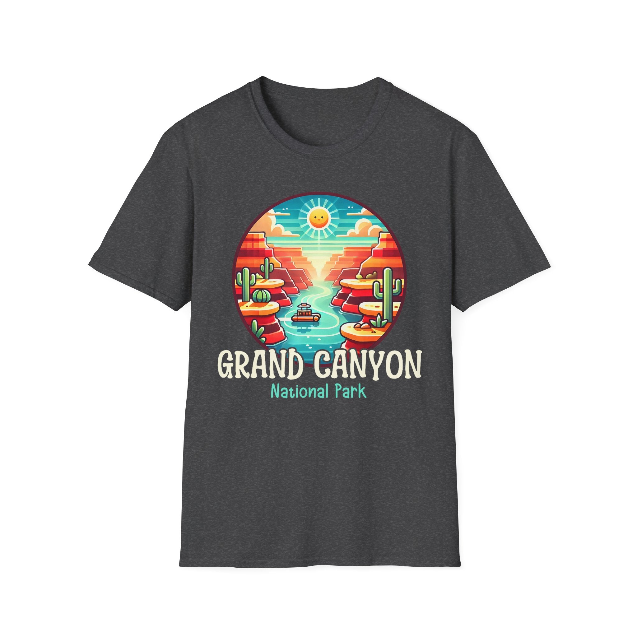 Grand Canyon National Park Retro Sunset T-Shirt | Canyon River Illustration