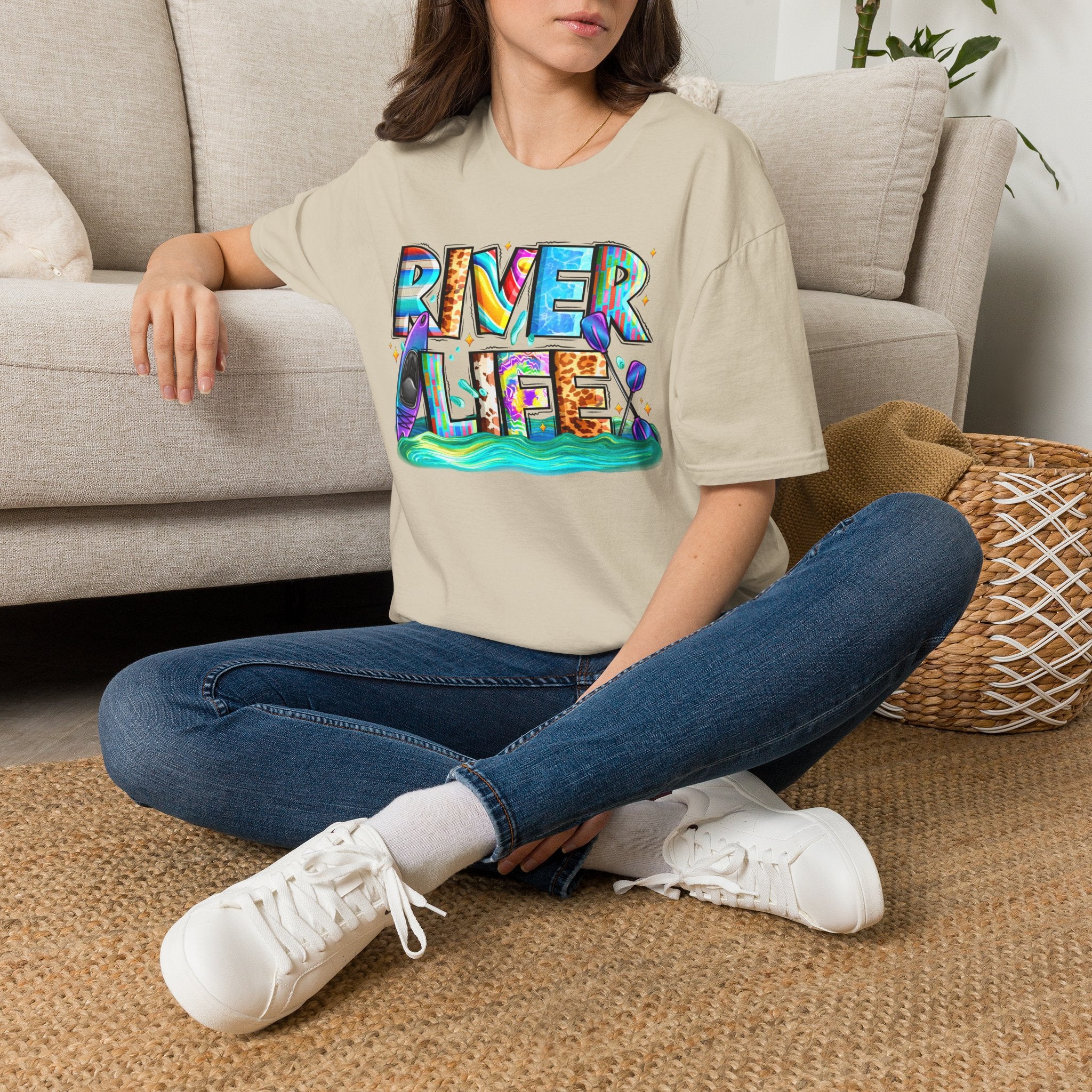 River Life T-Shirt | Colorful Fishing Scenic Graphic