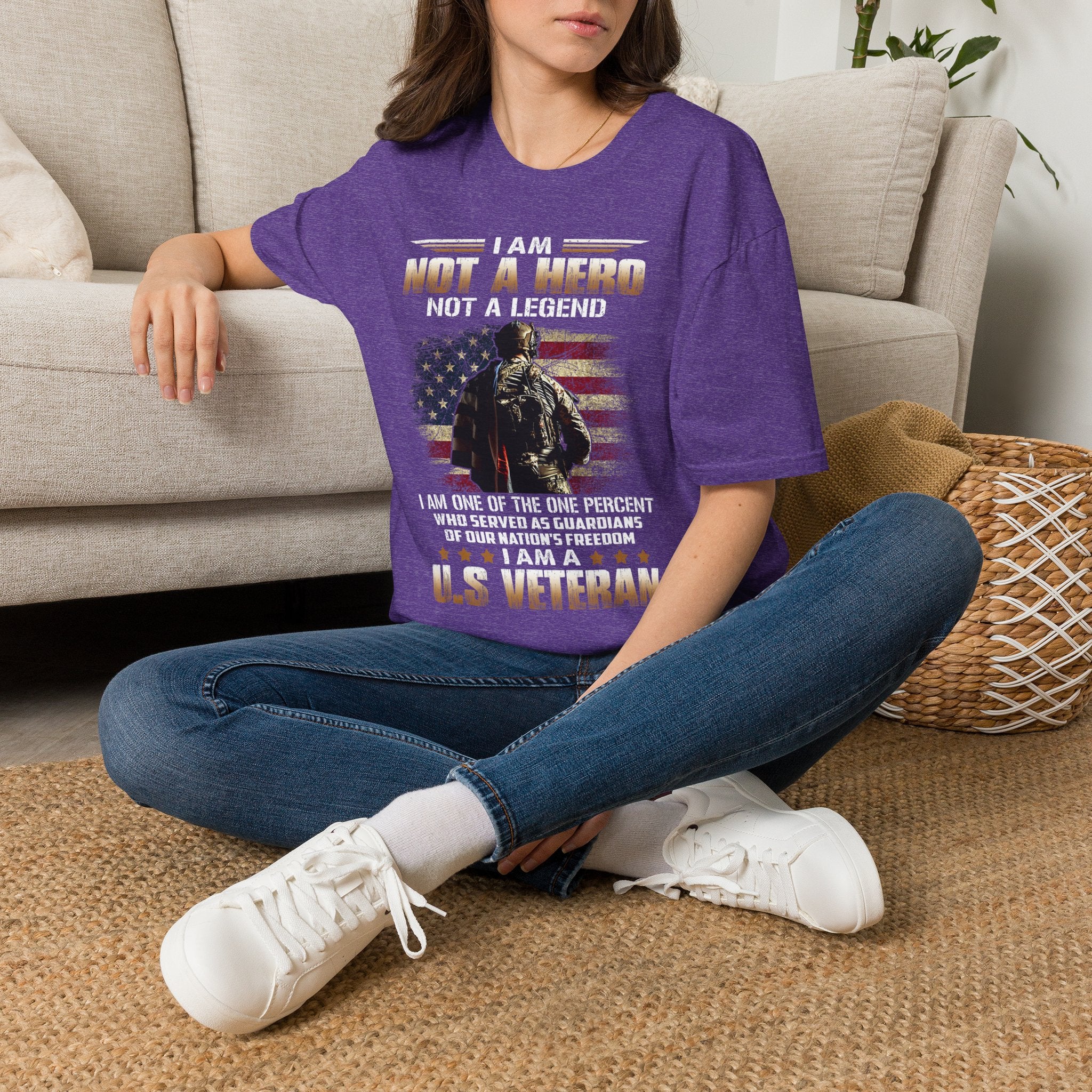 I Am Not a Hero I Am a U.S. Veteran T-Shirt | American Flag Soldier Tee