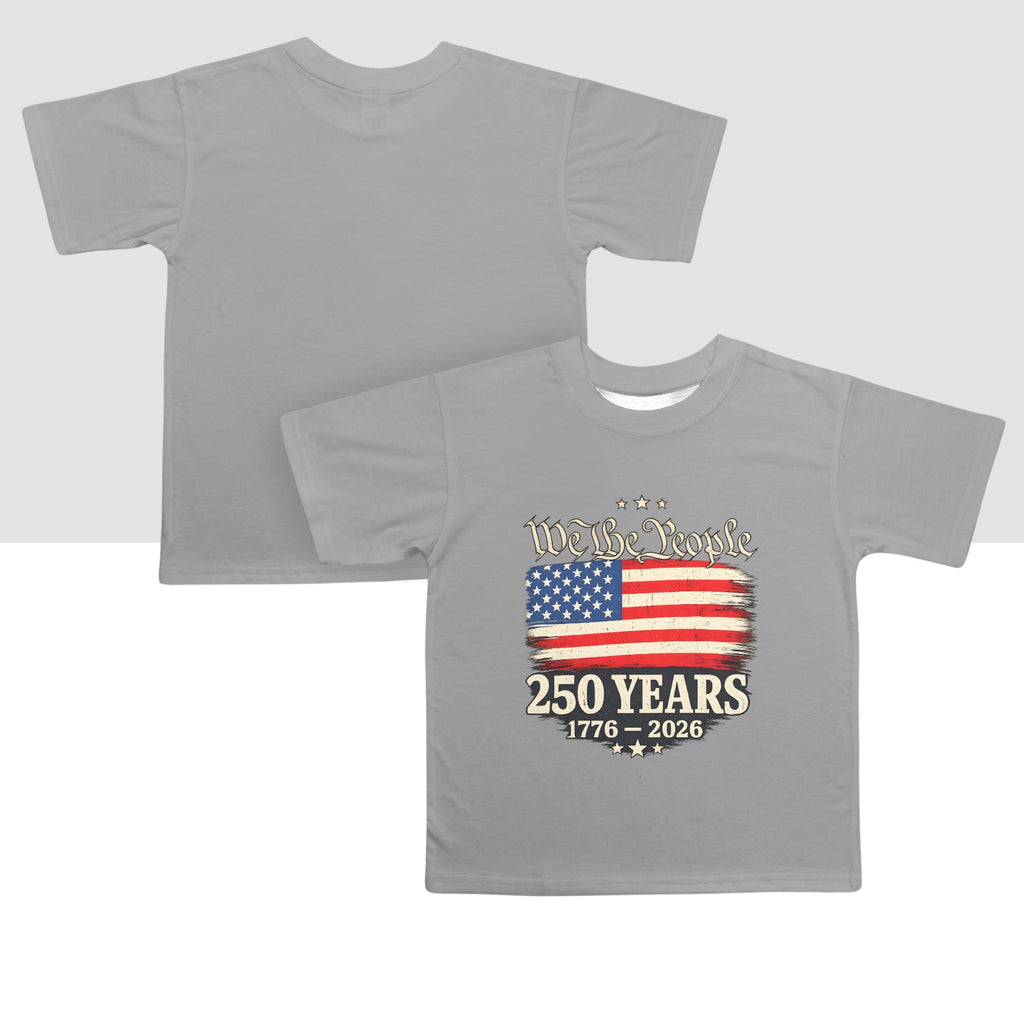 4th of July We The People 250 Years Celebration  Kids' T-Shirt in USA Size Front Print（Made in USA，Ships to USA Only）Free Shipping