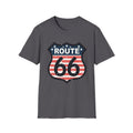 Route 66 Shield T-Shirt | American Flag Vintage Road Sign