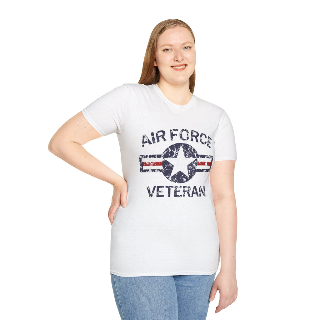 Air Force Veteran Distressed Logo T-Shirt | Military Star Stripe Tee