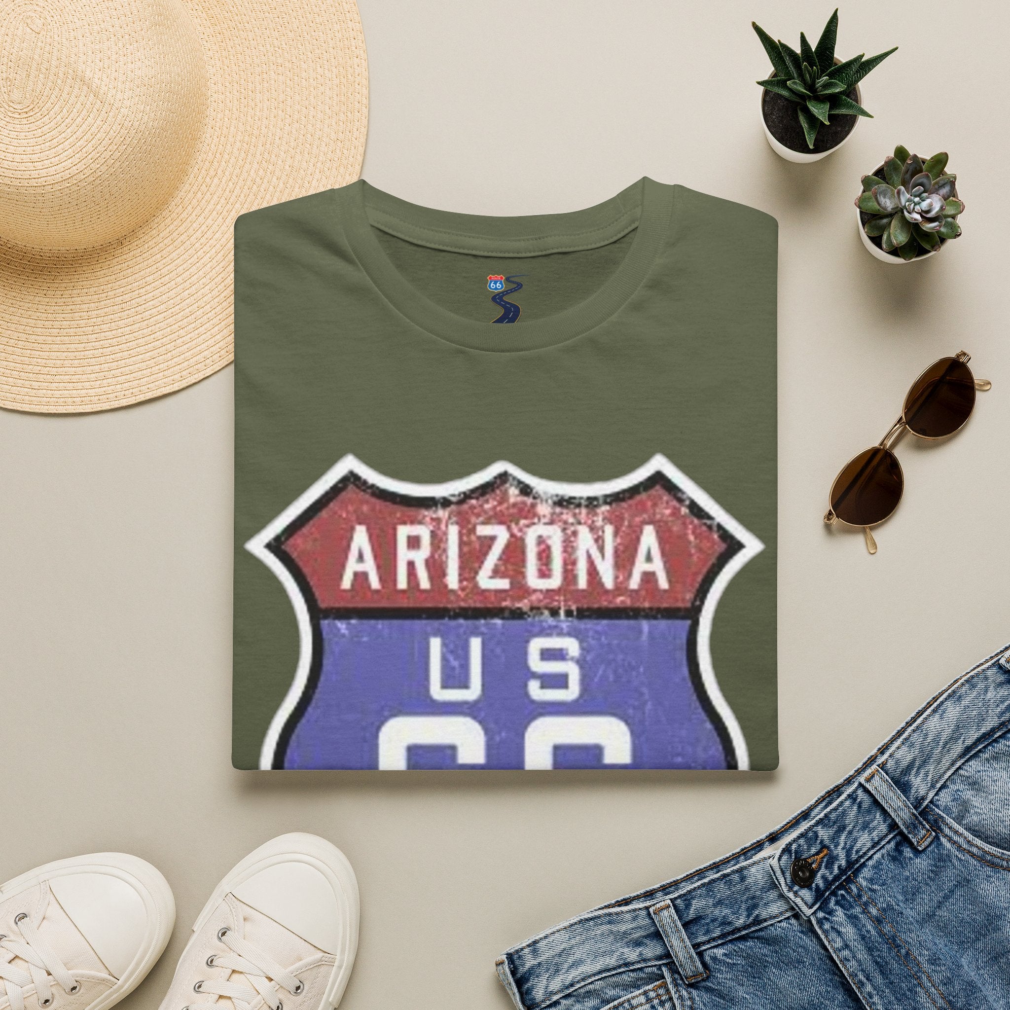 Arizona US 66 Shield T-Shirt | Route 66 Vintage Sign Tee