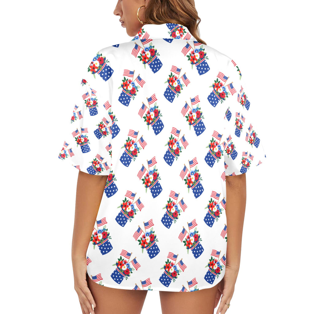 Red White Blue Celebration Women's All Over Print Shirt （Made in USA，Ships to USA Only）Free Shipping