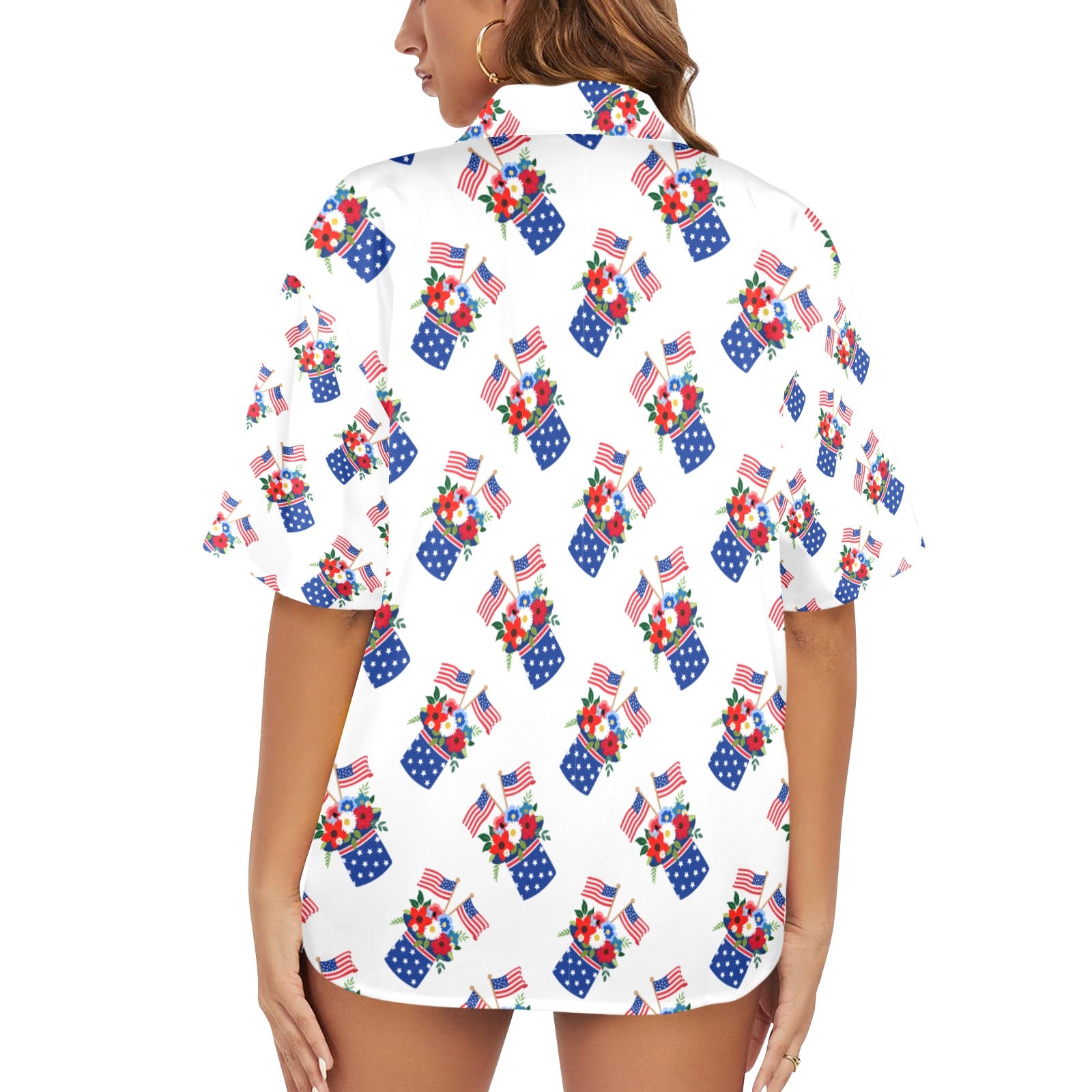 Red White Blue Celebration Women's All Over Print Shirt （Made in USA，Ships to USA Only）Free Shipping