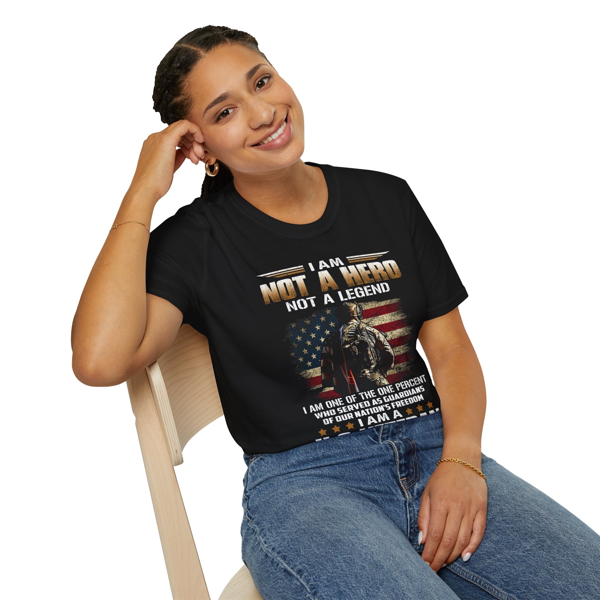 I Am Not a Hero I Am a U.S. Veteran T-Shirt | American Flag Soldier Tee