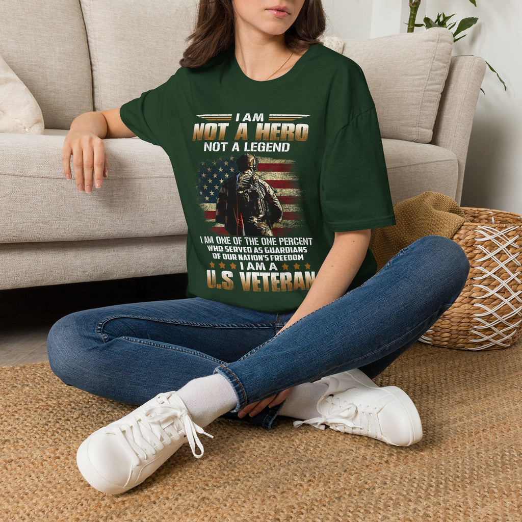 I Am Not a Hero I Am a U.S. Veteran T-Shirt | American Flag Soldier Tee
