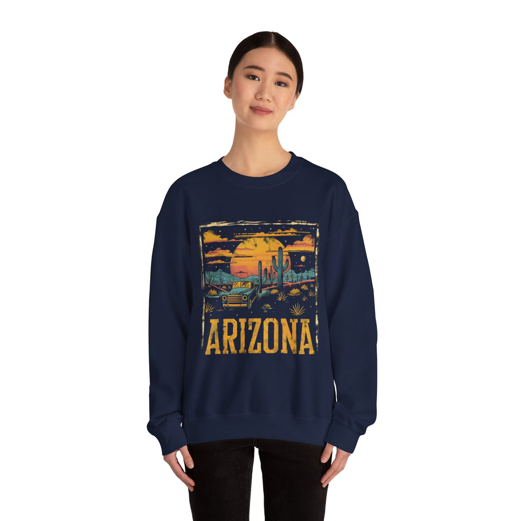 Arizona Desert Sunset Sweatshirt | Retro Cactus Landscape