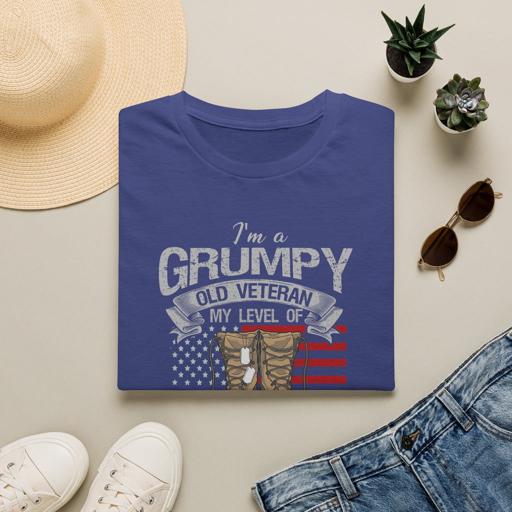 Grumpy Old Veteran Boots, T-Shirt | American Flag, Sarcasm Depends on Stupidity