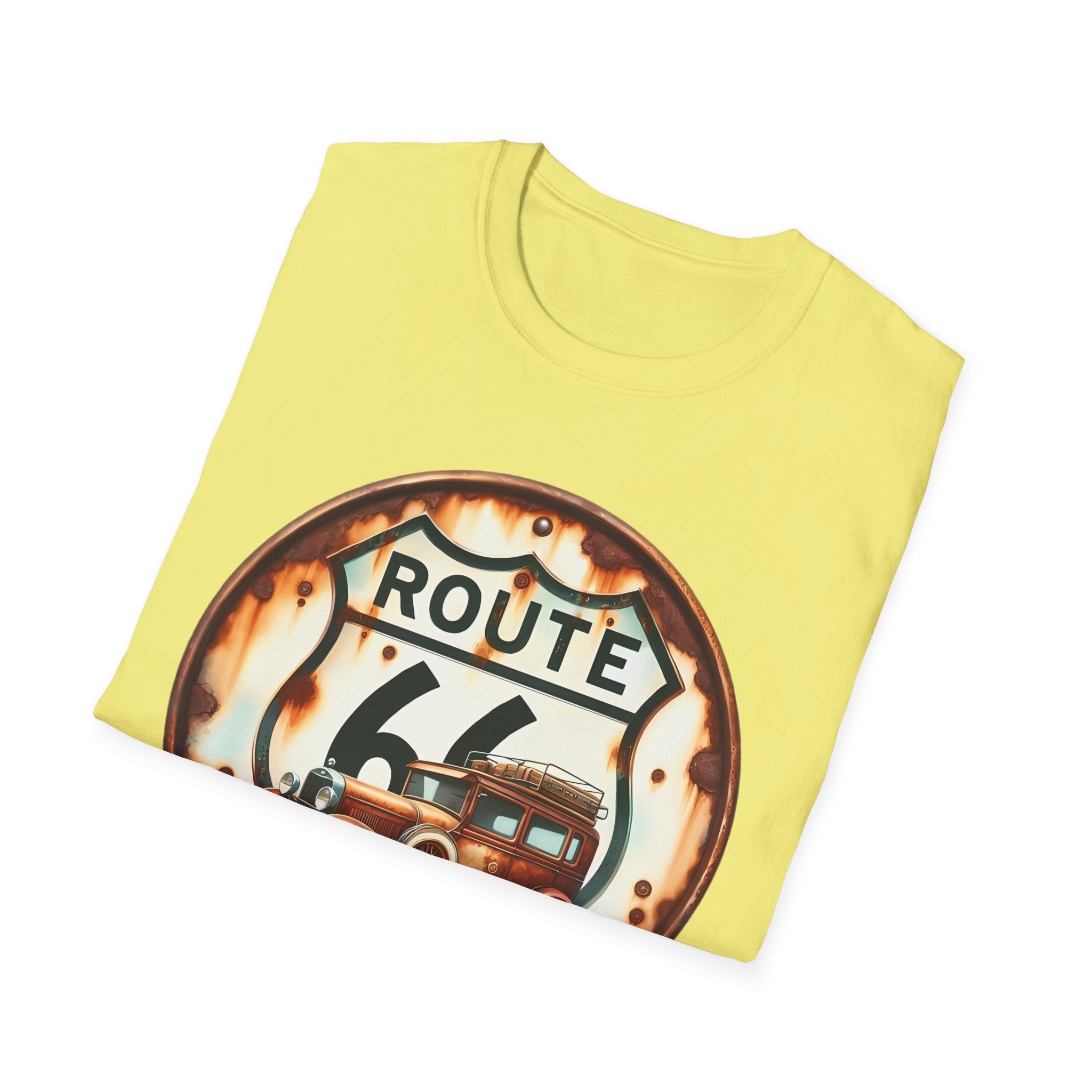 Route 66 Vintage Woodie Car T-Shirt | Road Trip Retro Sign, 'The Road Is Calling'
