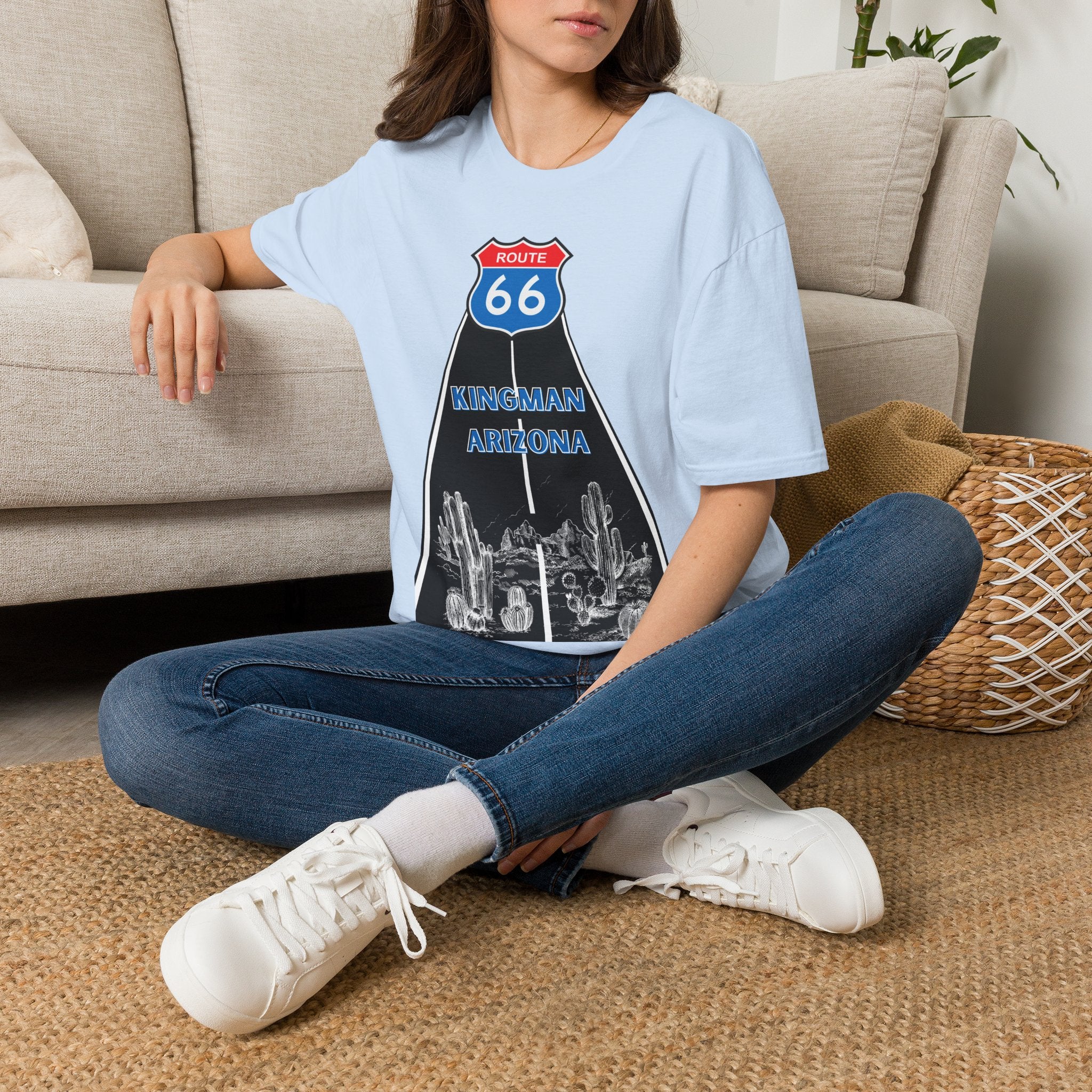 Route 66 Kingman Arizona Mens Womans Softstyle T-Shirt, Vintage Road Trip Shirt, Retro Travel Tee, Men's Women's Graphic Top, Gift for Travelers