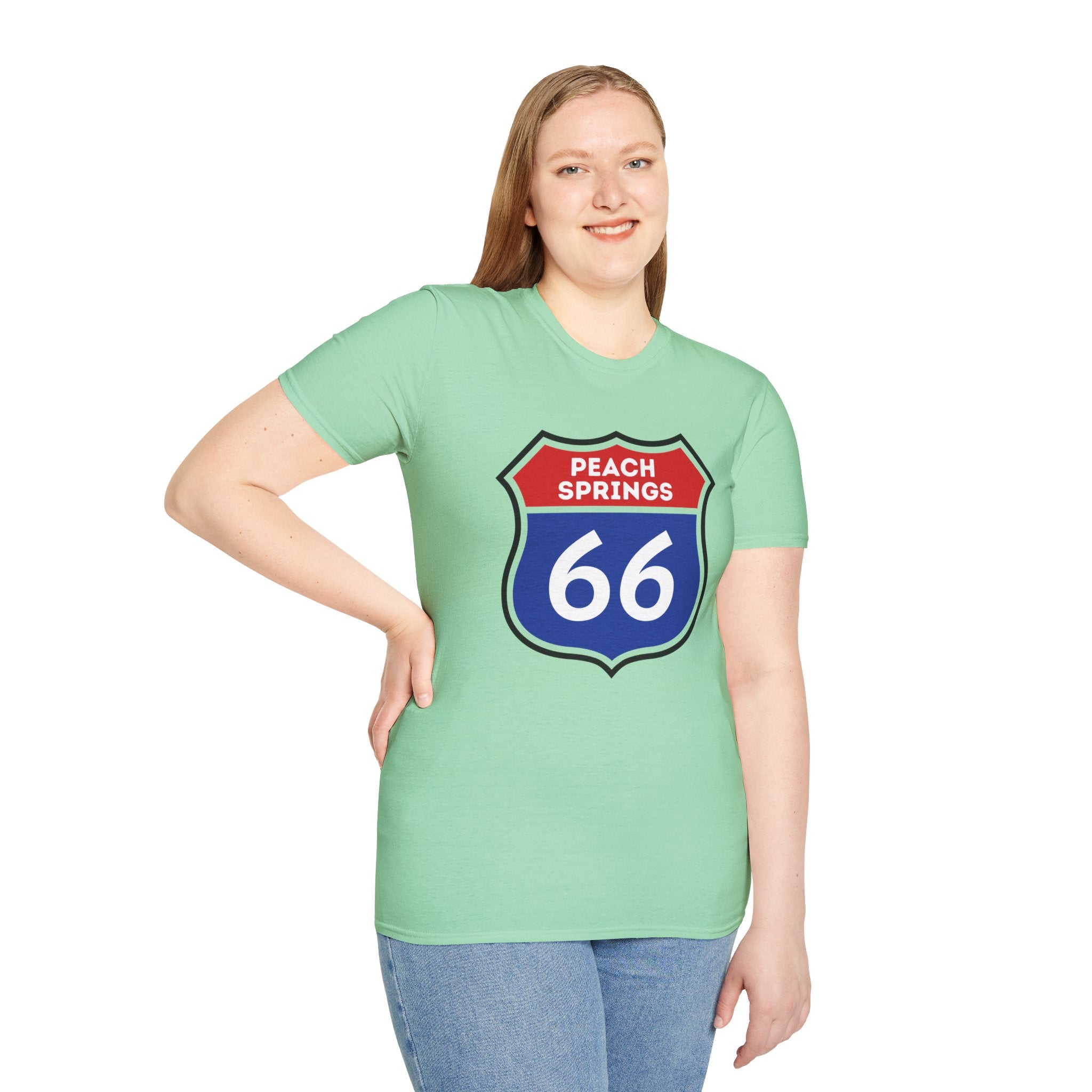 Peach Springs 66 Shield T-Shirt | Route 66 Road Sign Shirt