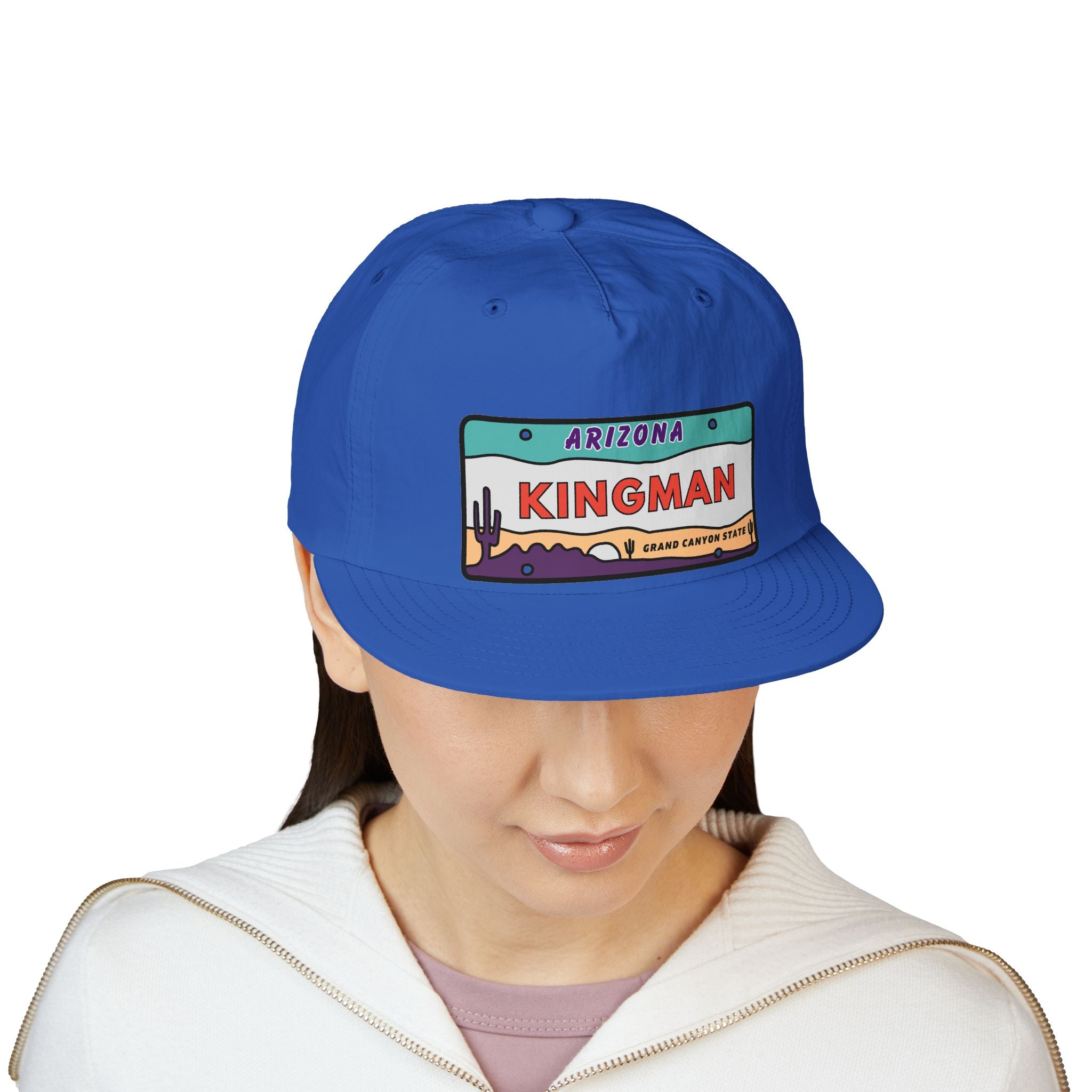 Surf Cap, Beach Hat, Summer Headwear, Kingman Arizona License Plate Dessert Cap for Water Sports