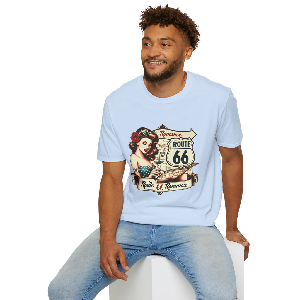 Pinup Girl Route 66 T-Shirt | Vintage Roadtrip Retro Sign