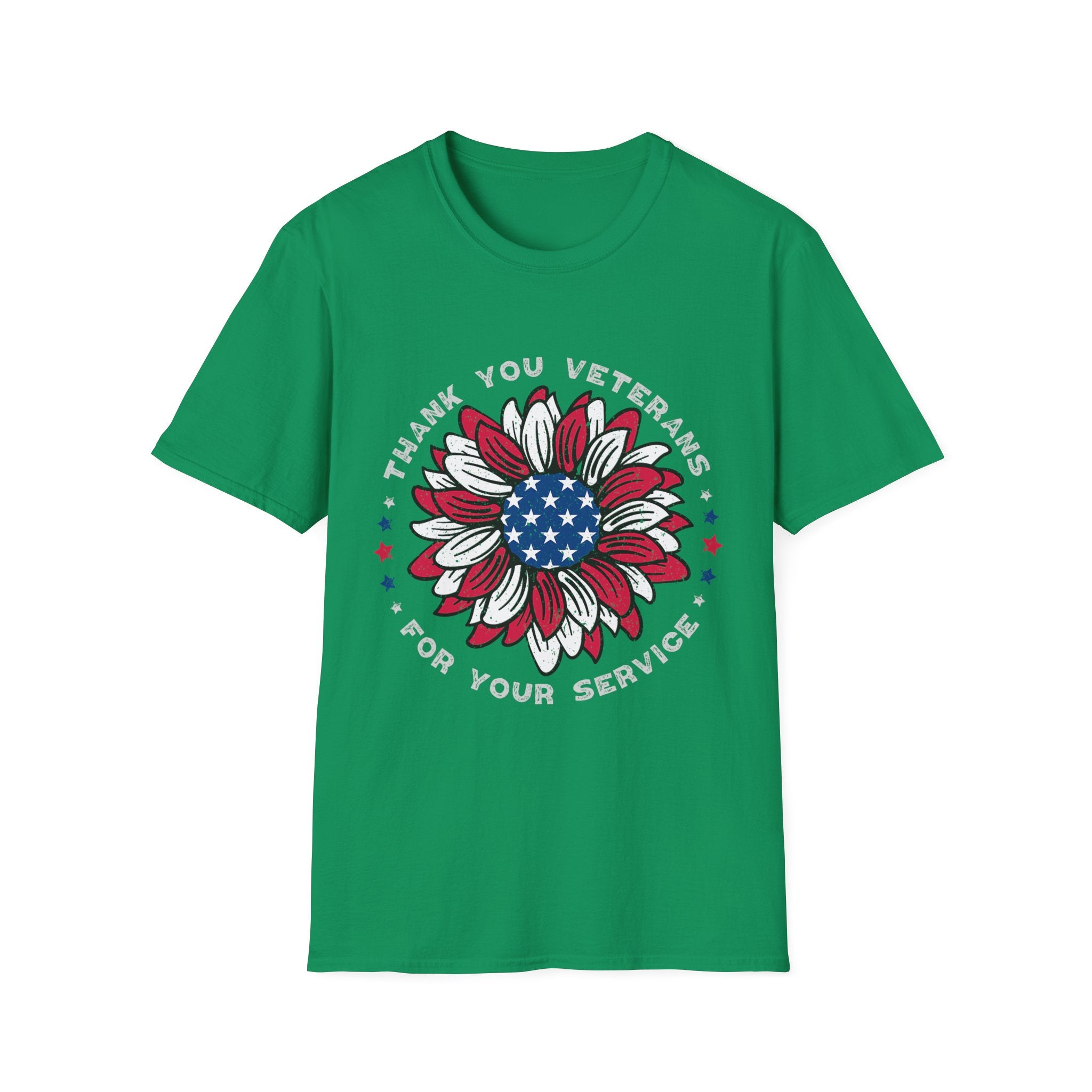 American Flag Sunflower Thank You Veterans T-Shirt | Patriotic Memorial Day Tee