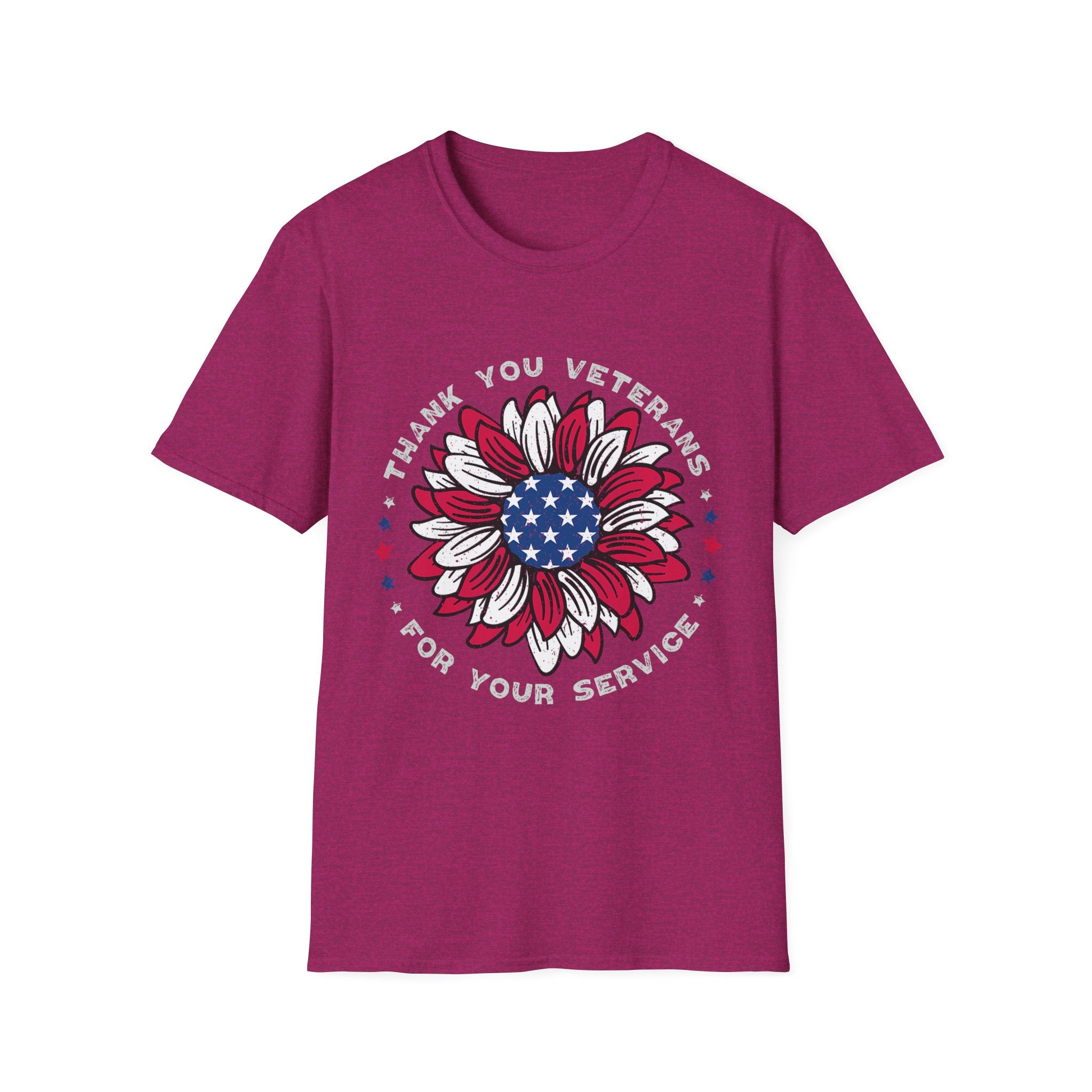 American Flag Sunflower Thank You Veterans T-Shirt | Patriotic Memorial Day Tee