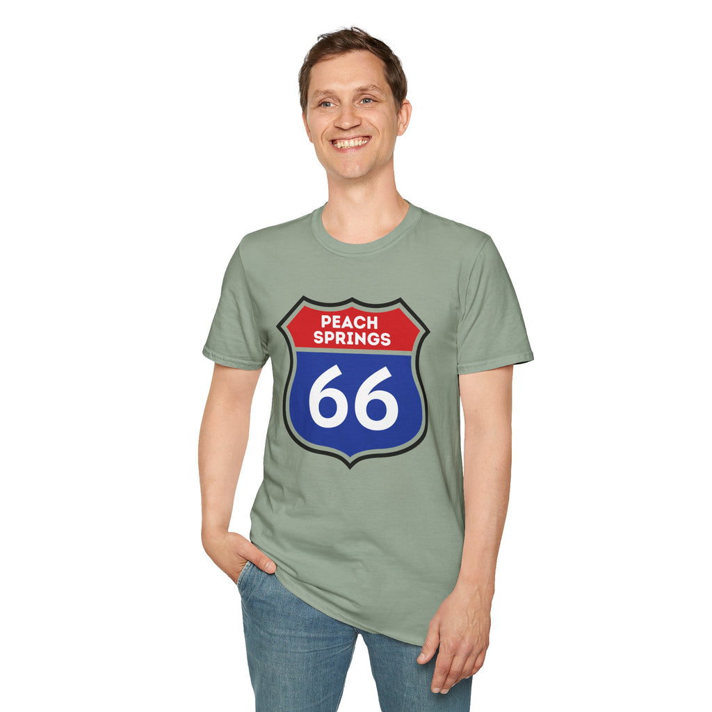 Peach Springs 66 Shield T-Shirt | Route 66 Road Sign Shirt