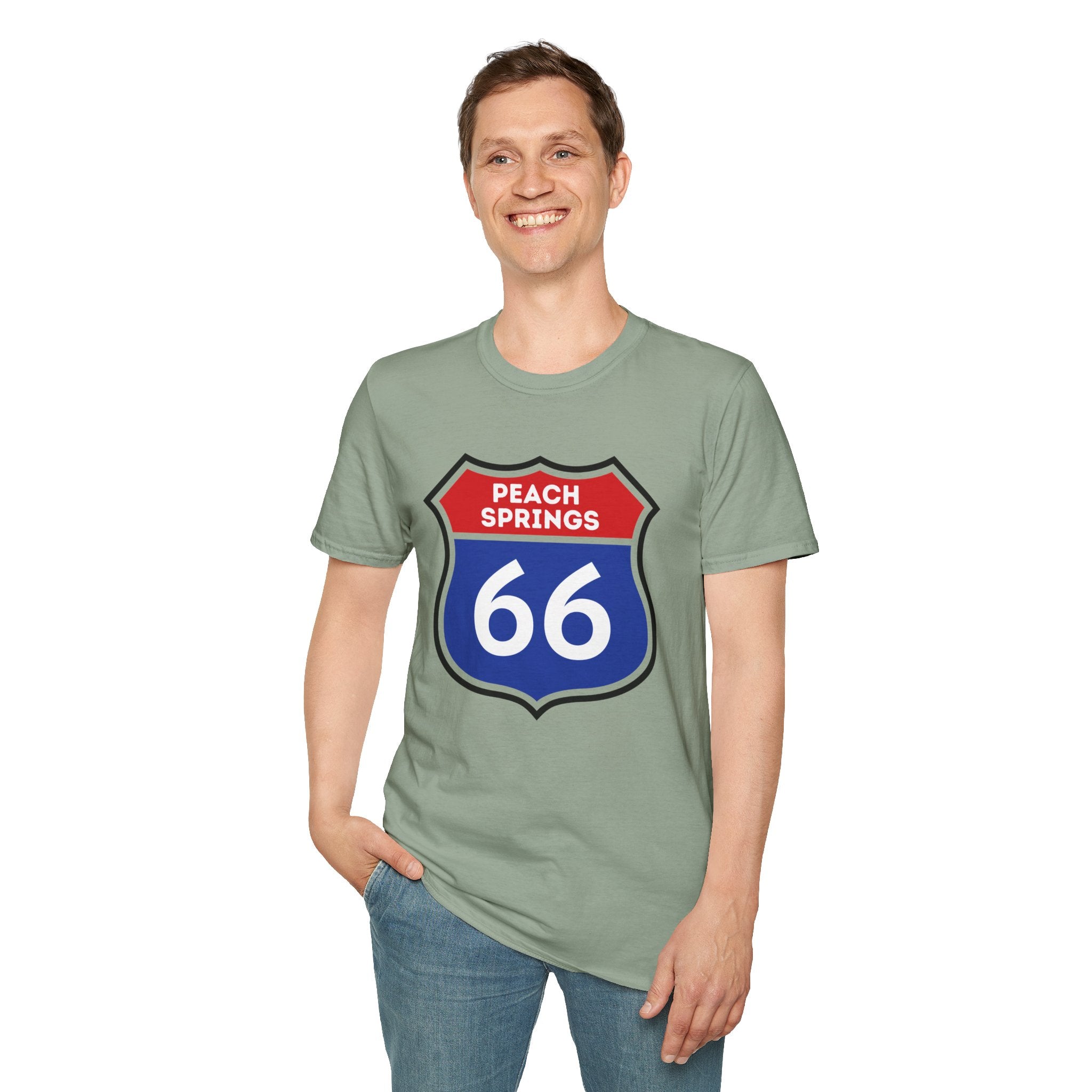 Peach Springs 66 Shield T-Shirt | Route 66 Road Sign Shirt