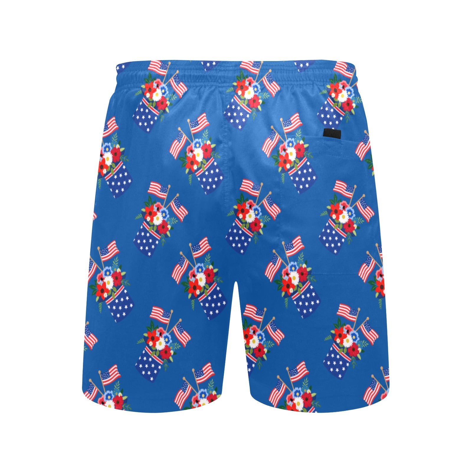Red White Blue Celebration Men's Mid-Length Beach Shorts Free Shipping USA