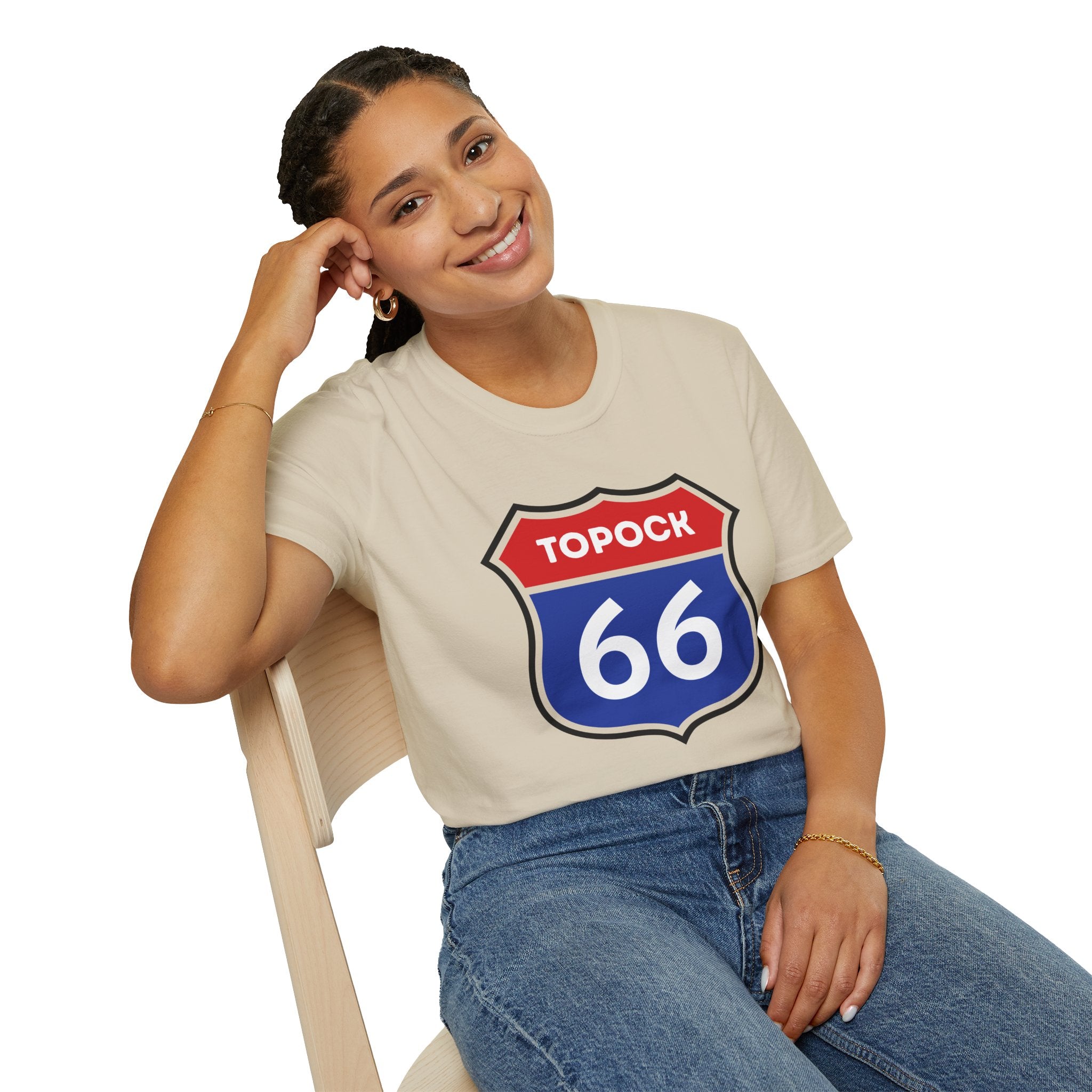 Topock 66 Shield Road Sign T-Shirt | Route 66 Arizona Travel Tee