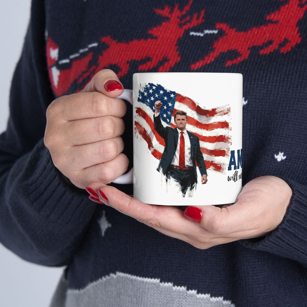 Charlie Kirk Patriotic Ceramic Mug, Coffee Lover Gift, 4th of July, American Flag Mug, Unique Gift for Veterans, Tea Mug with Quote