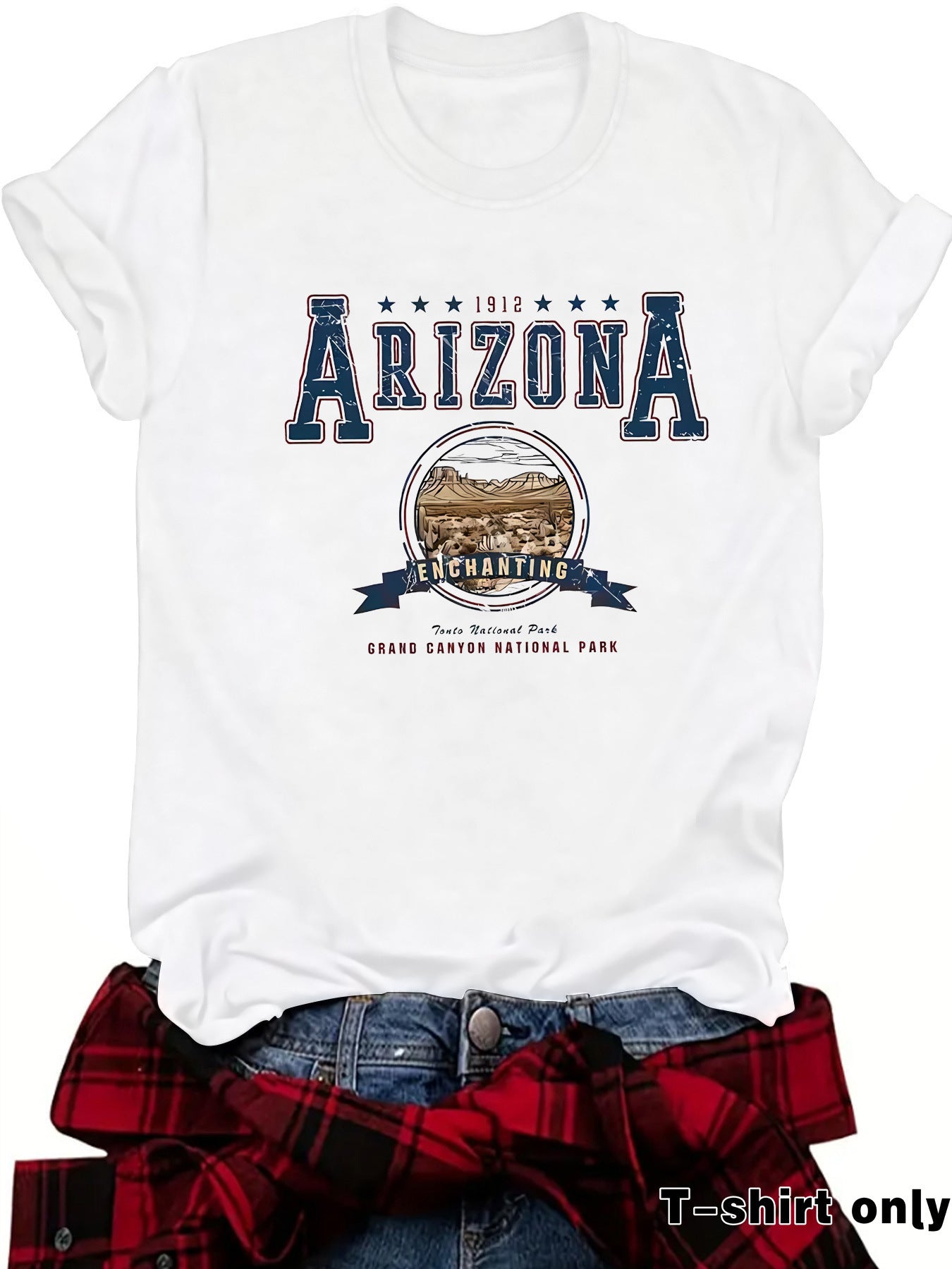 Round neck short sleeved t-shirt with ARIZONA print